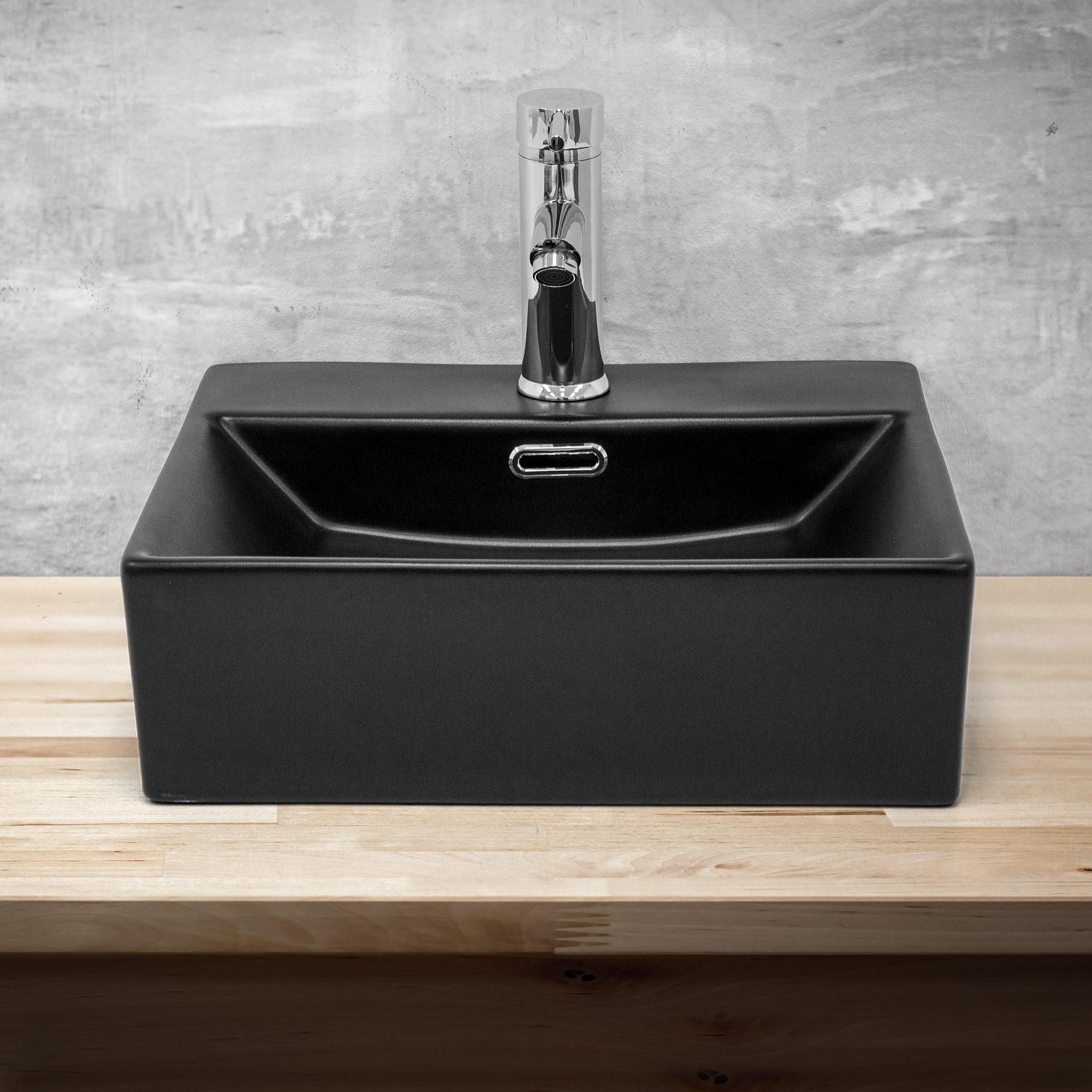 WASCHBECKEN - Schwarz, Keramik (36/13/41.5cm) - ML-DESIGN