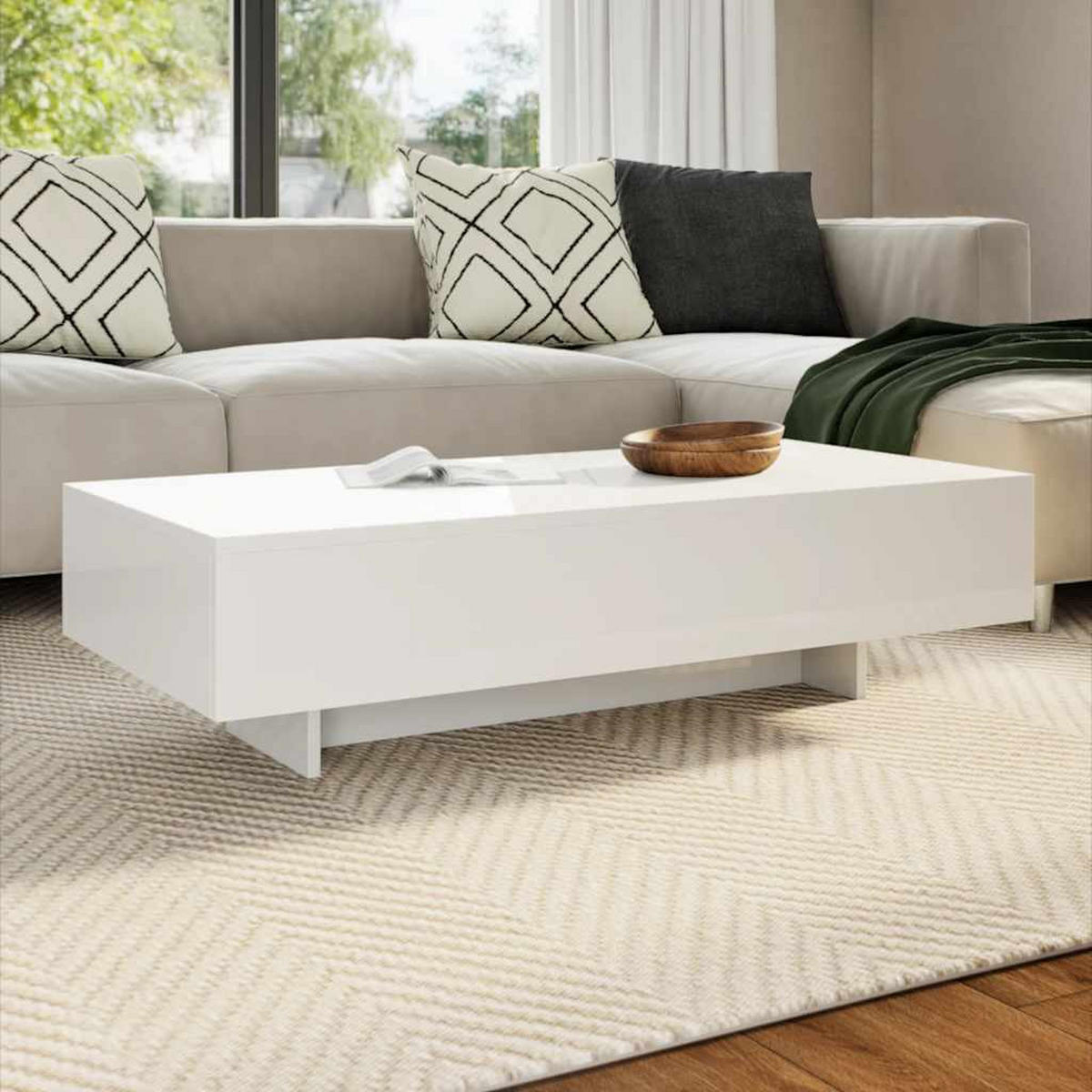 COUCHTISCH Hochglanz Weiß - Weiß, Holzwerkstoff (115/55/31cm) - furnicato