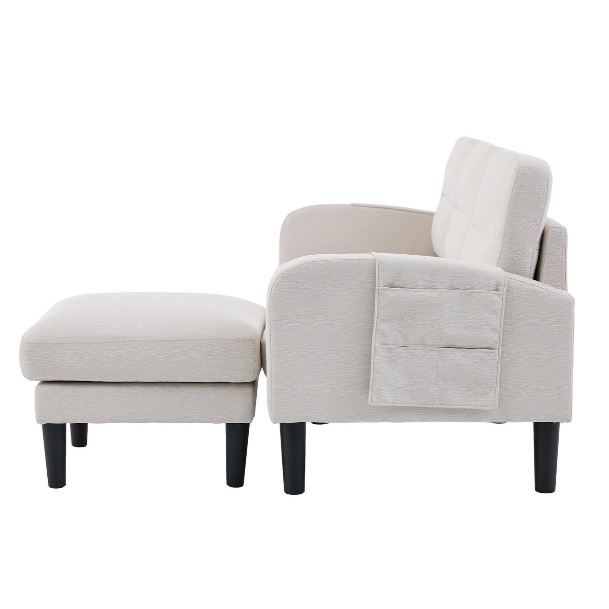 ECKSOFA 204/136/80 cm Beige mit Chaiselongue und Aufbewahrungstasche - Beige, Textil (204/136cm) - Oxeza