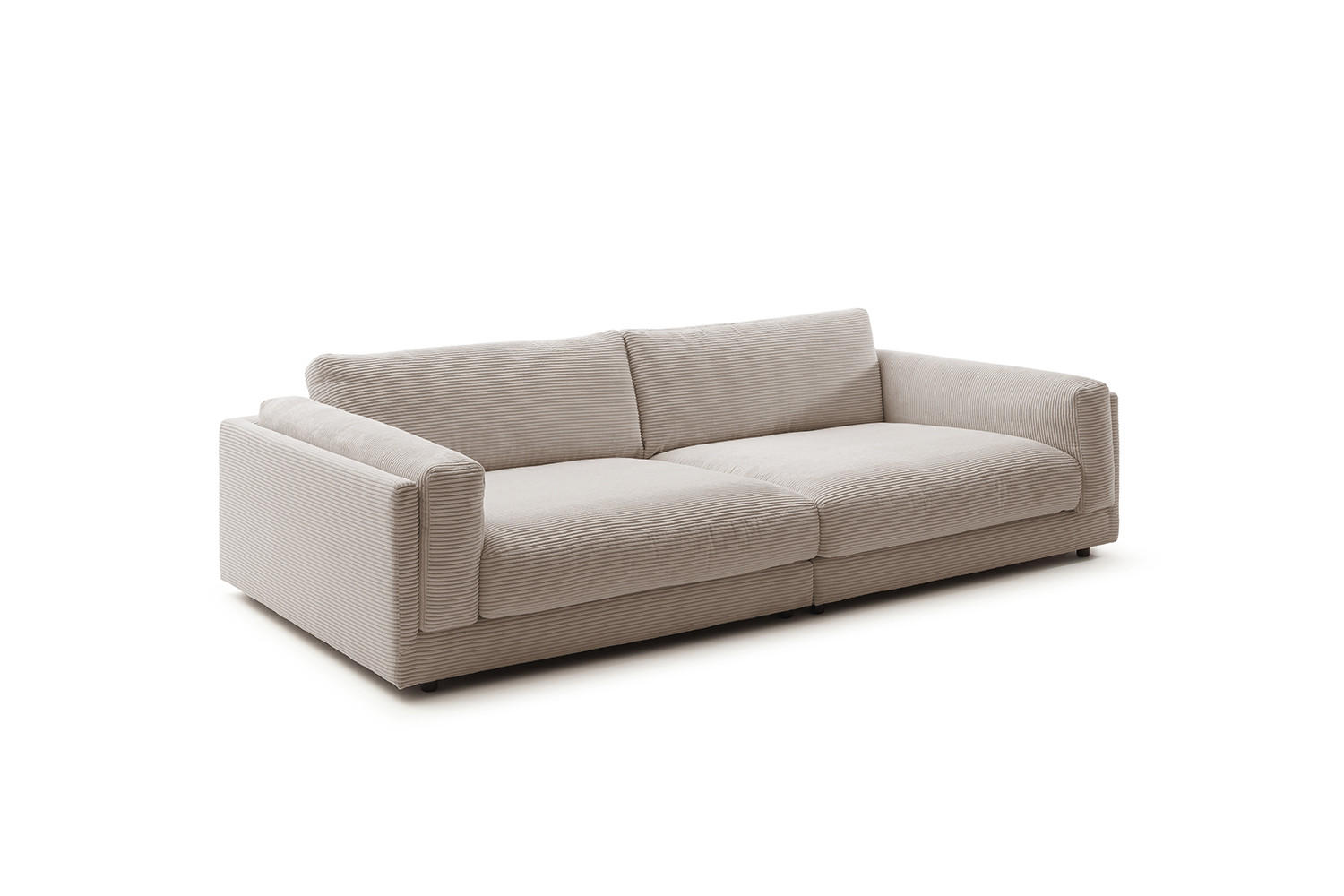BIG SOFA RAINA Taupe Cord - Taupe/Schwarz, Kunststoff/Textil (254/85/150cm) - KAWOLA