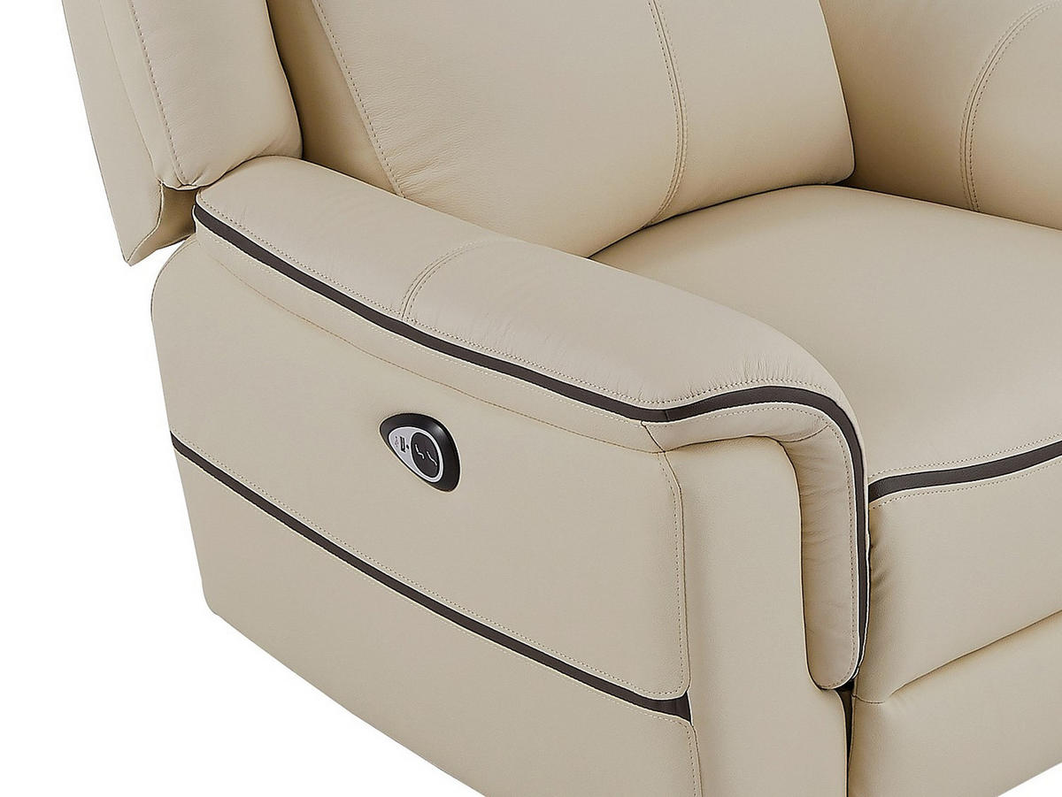 RELAXSESSEL - 1 Person - leder - beige Adelio - Beige, Leder (105/102/95cm) - Vente-Unique