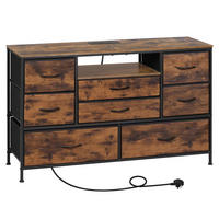 KOMMODE 8 Schubladen mit USB Steckdose Sideboard 120x75x36 cm - Braun, Metall (120/75/36cm) - Kaket