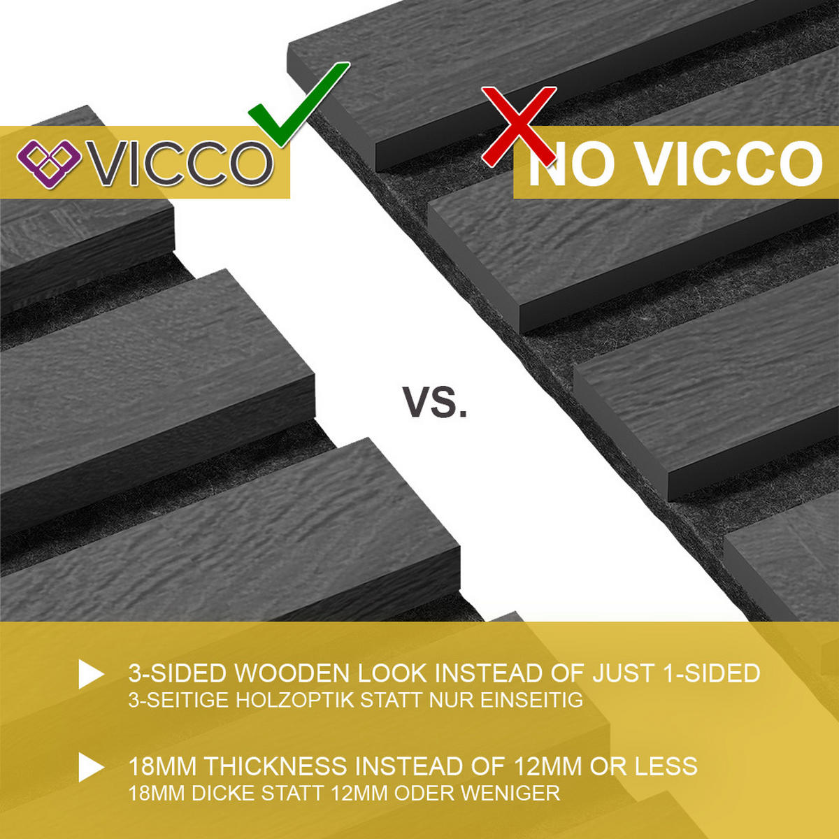 Schwarz, Holzwerkstoff (120/40/1.8cm) - Vicco