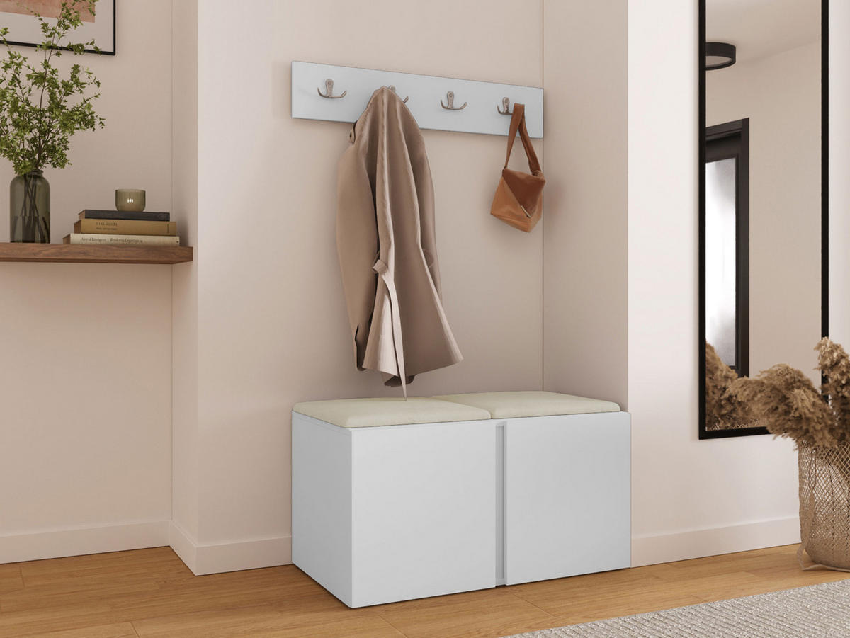MOBILIER PENTRU HOL Orion VI - alb/bej, material plastic/compozit lemnos (84/42/46cm) - MIRJAN24