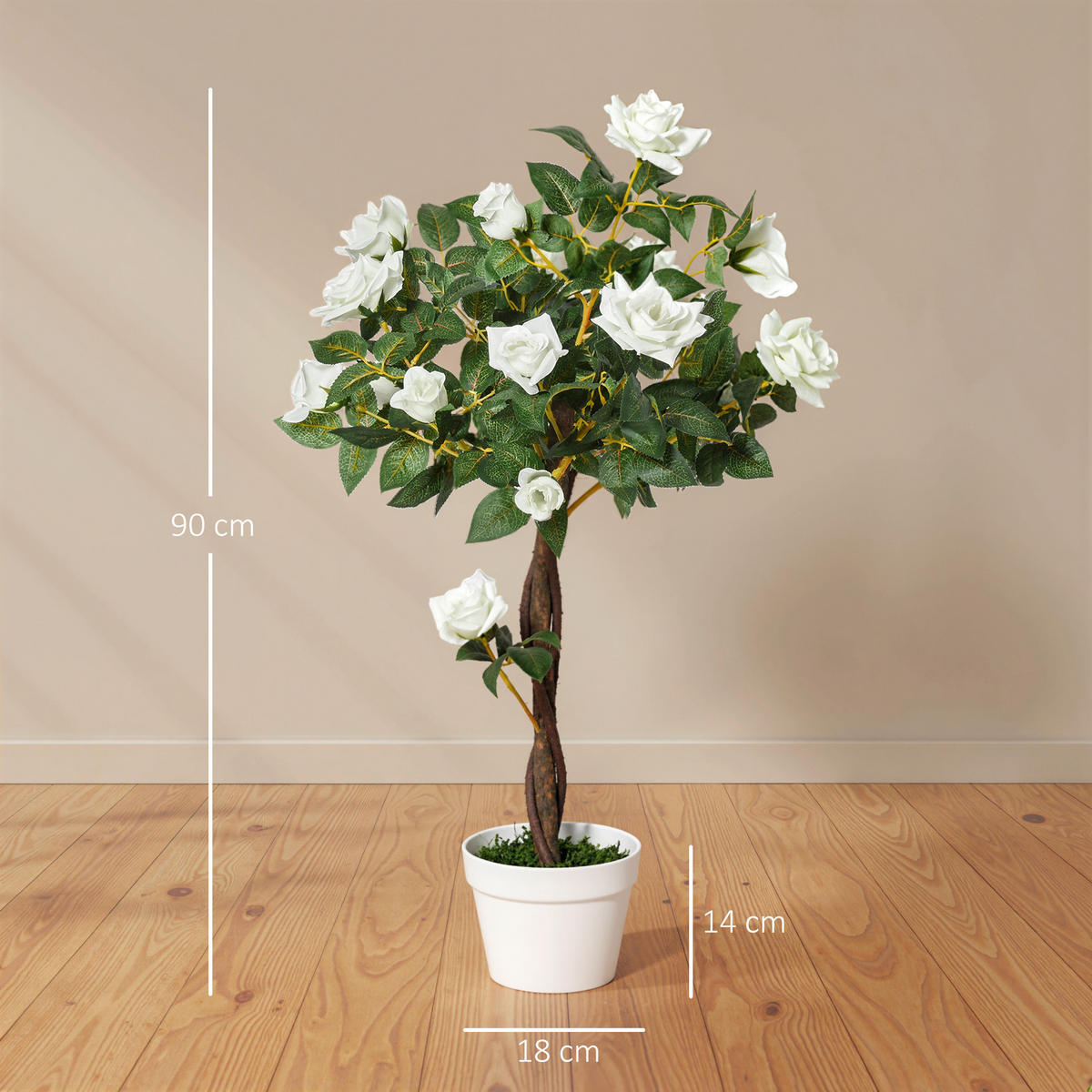 KÜNSTLICHE Pflanzen Weiß 18.0/18.0/90.0cm - Weiß, Kunststoff (90cm)