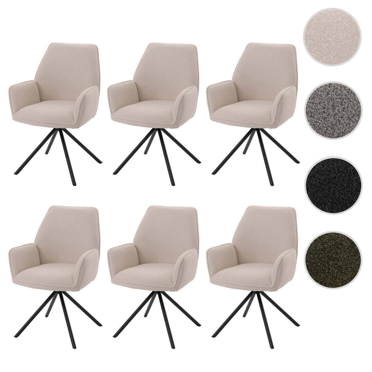 ESSZIMMERSTUHL Cremeweiß 6er-Set - Weiß, Textil (60/86/60cm) - MCW