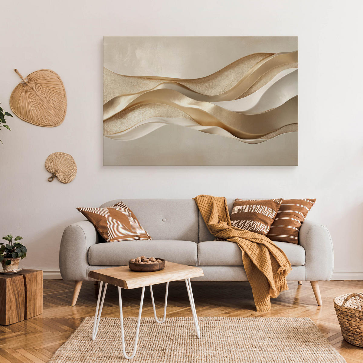 LEINWANDBILD Abstraktion Glamour 3D Effekt 120/80 cm - Beige/Braun, Textil (120/80cm) - Muralo