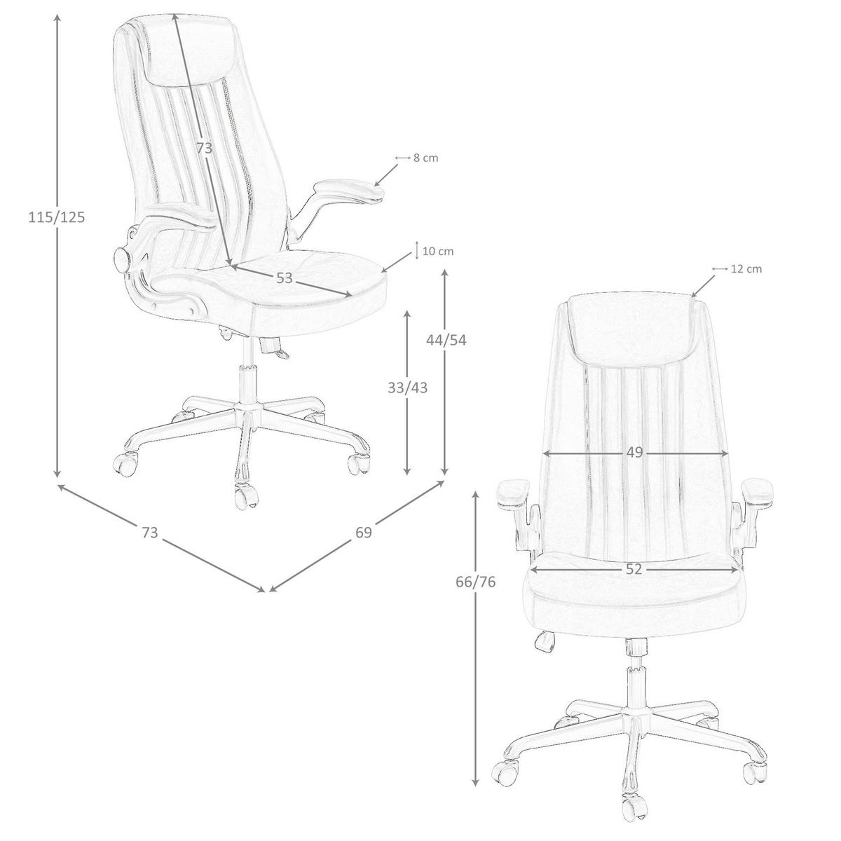 CHEFSESSEL Drehbarer Bürostuhl aus braunem Kunstleder 69/73/115 cm - Schwarz/Braun, Leder (69/115/73cm) - ANGEL CERDA