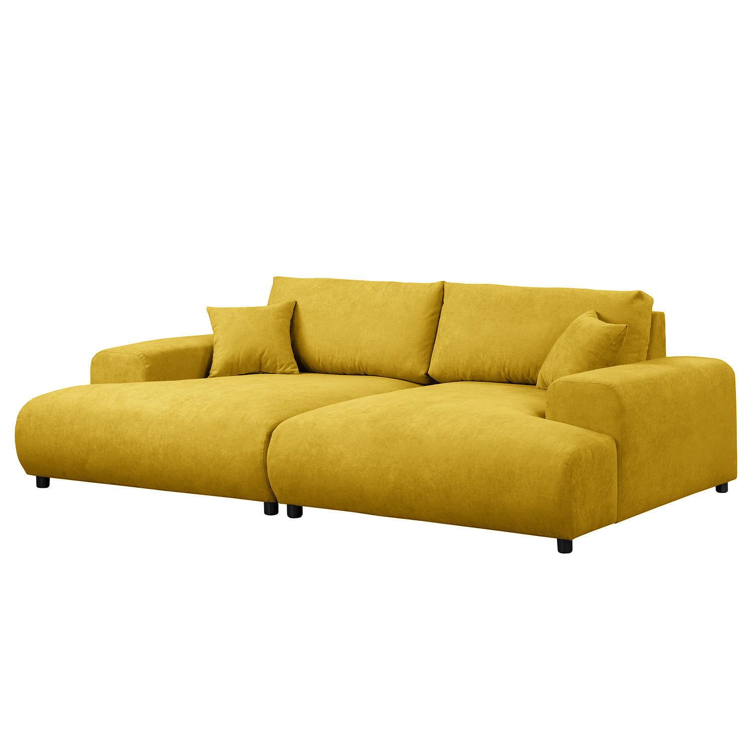 BIGSOFA - Gelb/Schwarz, Kunststoff/Textil (237/79/144cm) - home24