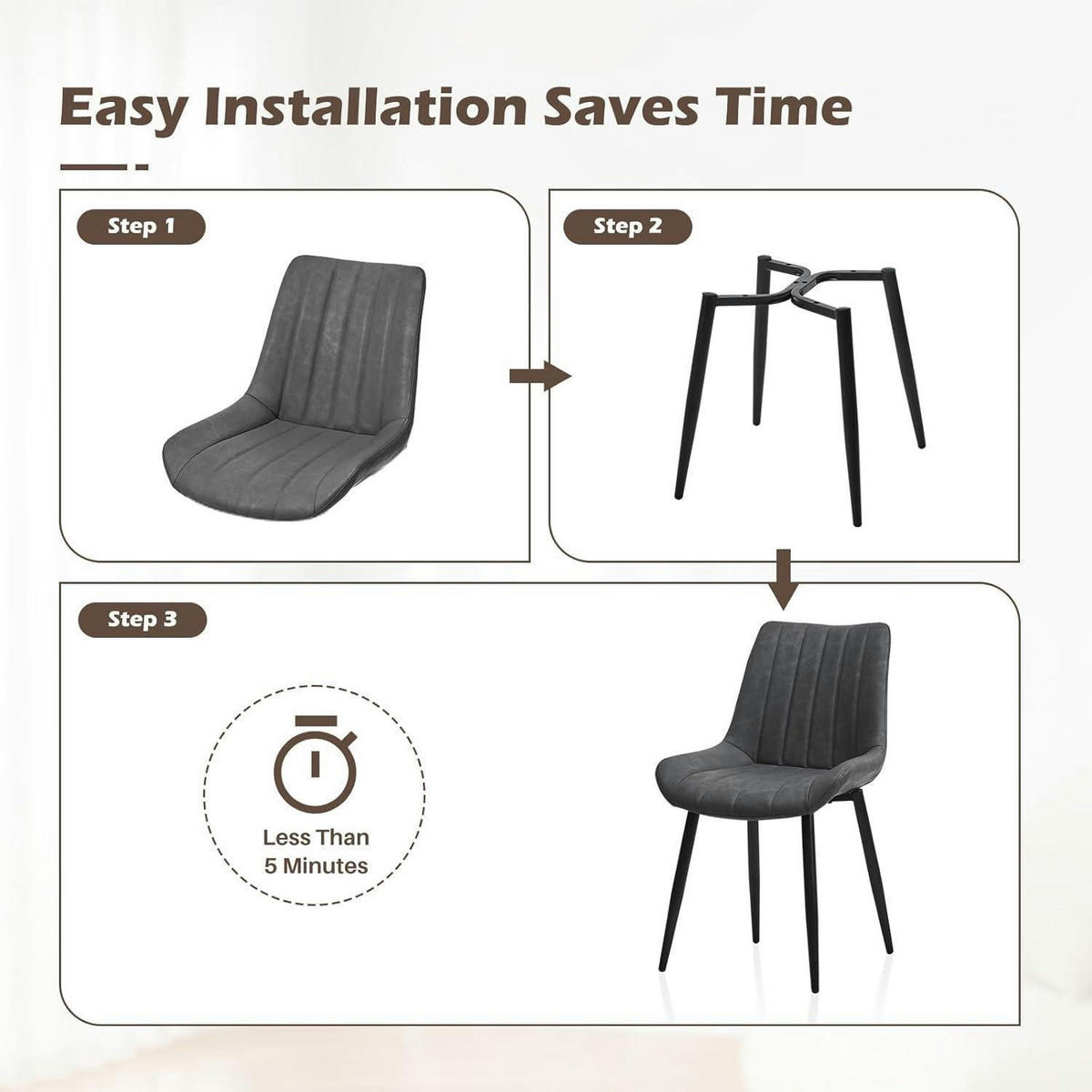 ESSZIMMERSTÜHLE 2er Set Kunstleder Grau, ergonomisch gepolstert - Grau, Kunststoff (53/89/45cm)