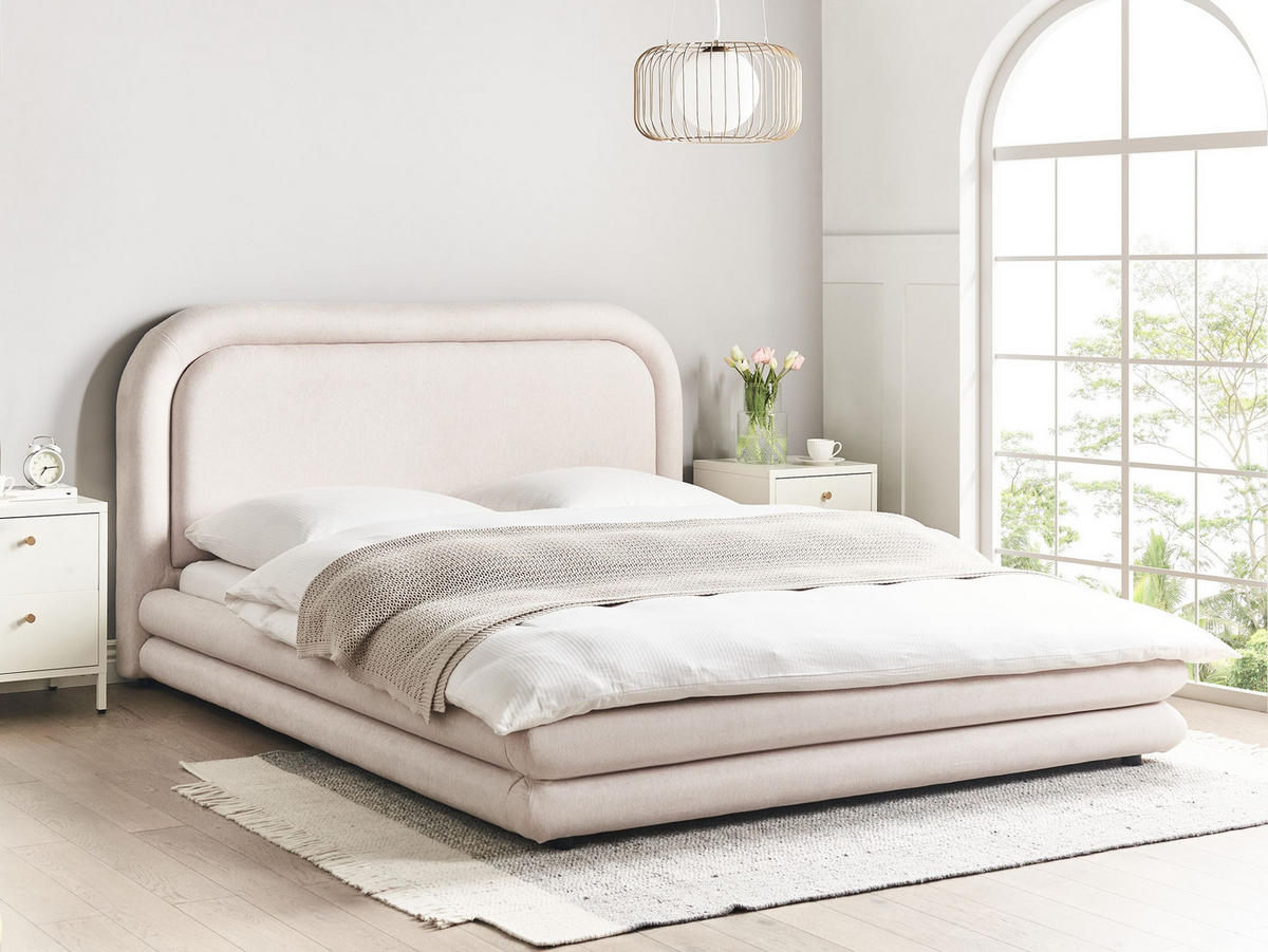 POLSTERBETT mit Lattenrost 160x200 cm Beige Lavardens - Beige, Textil (160/200cm) - Beliani