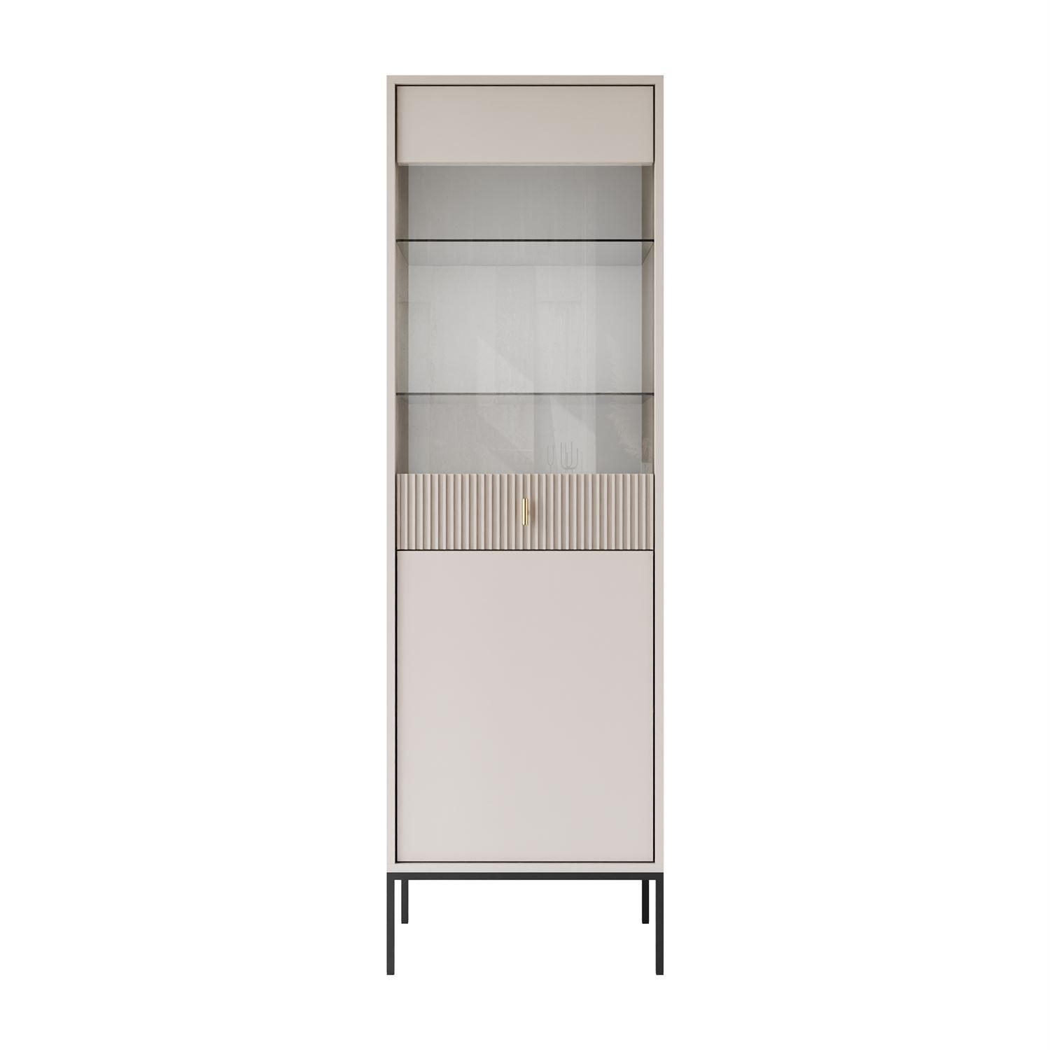 VITRINE MIDNIGHT mit Glastür auf Gestell kaschmir - Kaschmir/Schwarz, Holzwerkstoff (54/175/39cm) - Lookway