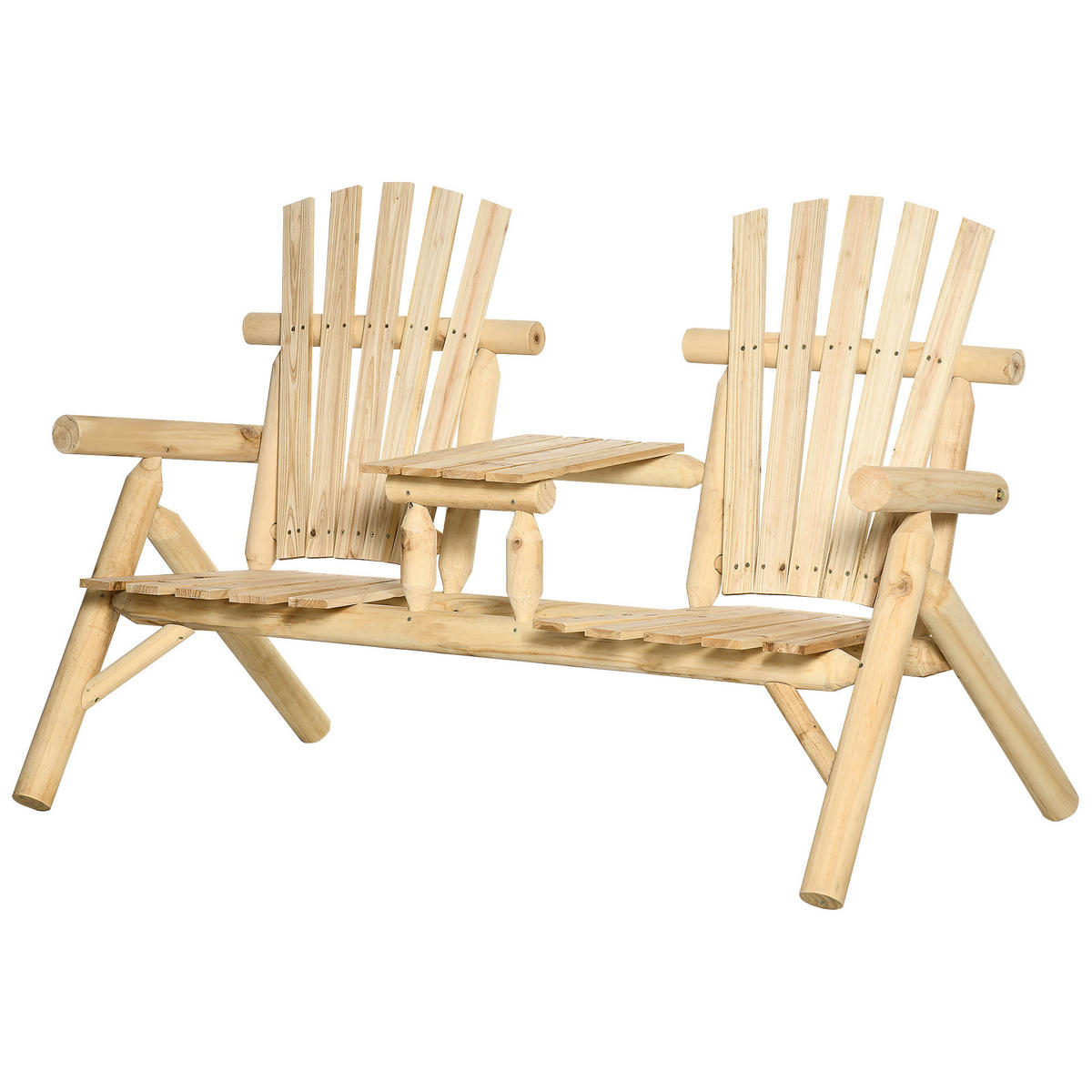 GARTENBANK-KOMBINATION,2 Personen integrierter Tisch,naturholz - Beige, Holz (157/103/88cm) - Vallsero