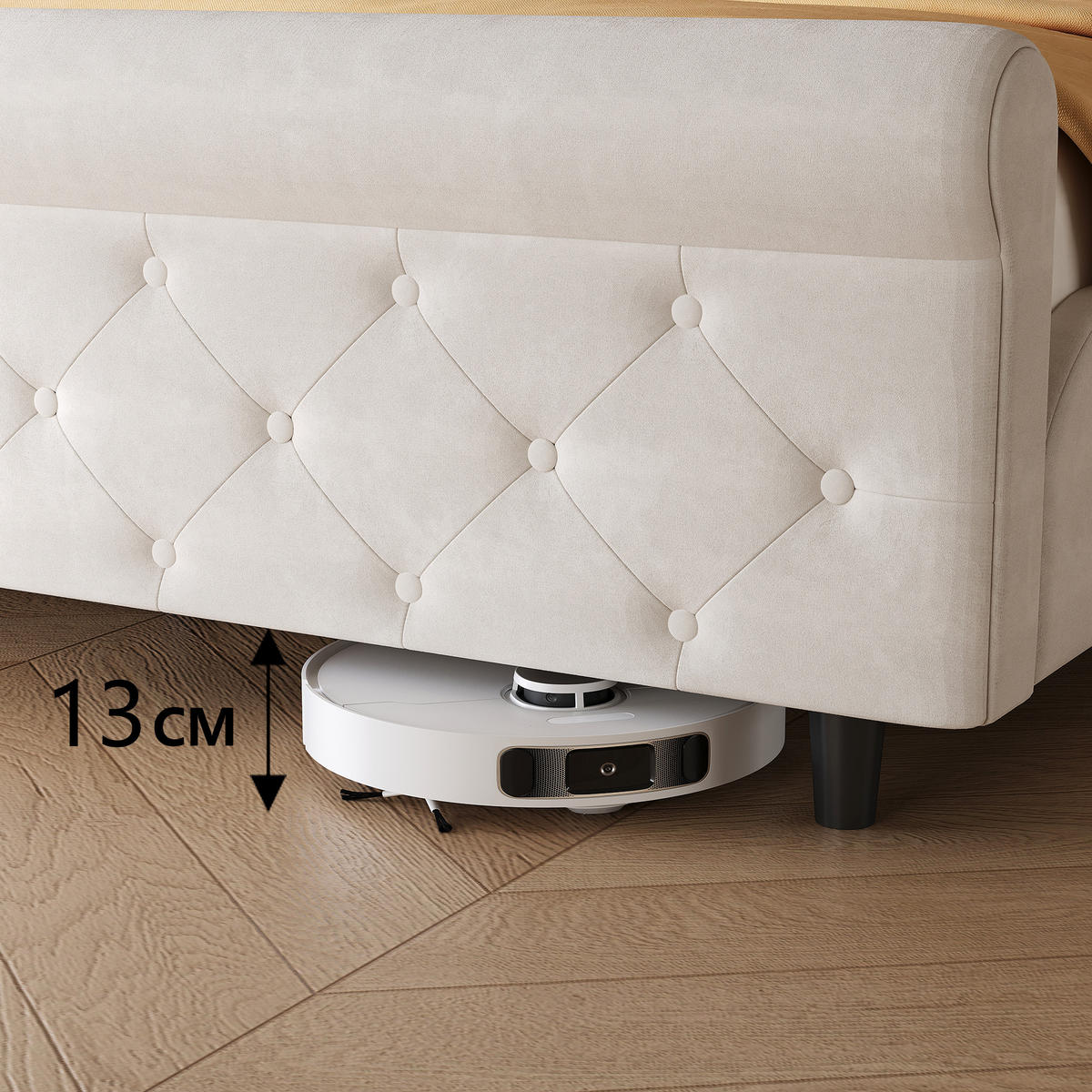 POLSTERBETT 140x200 cm Samt Beige, Doppelbett mit gepolstertem Kopfteil, Lattenrost - Beige, Metall (140/200cm) - EuroLiving