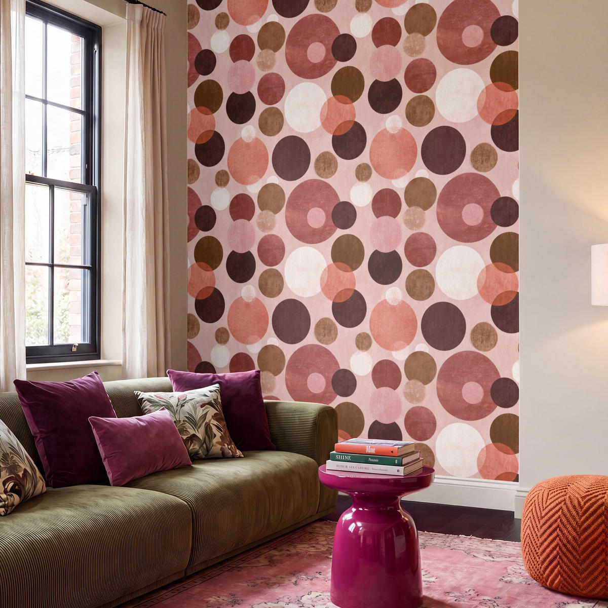 TAPETE - Kreise - Modern - Farbenfroh - 240x300 cm - Multicolor, Papier (240/300cm) - OnlyWow