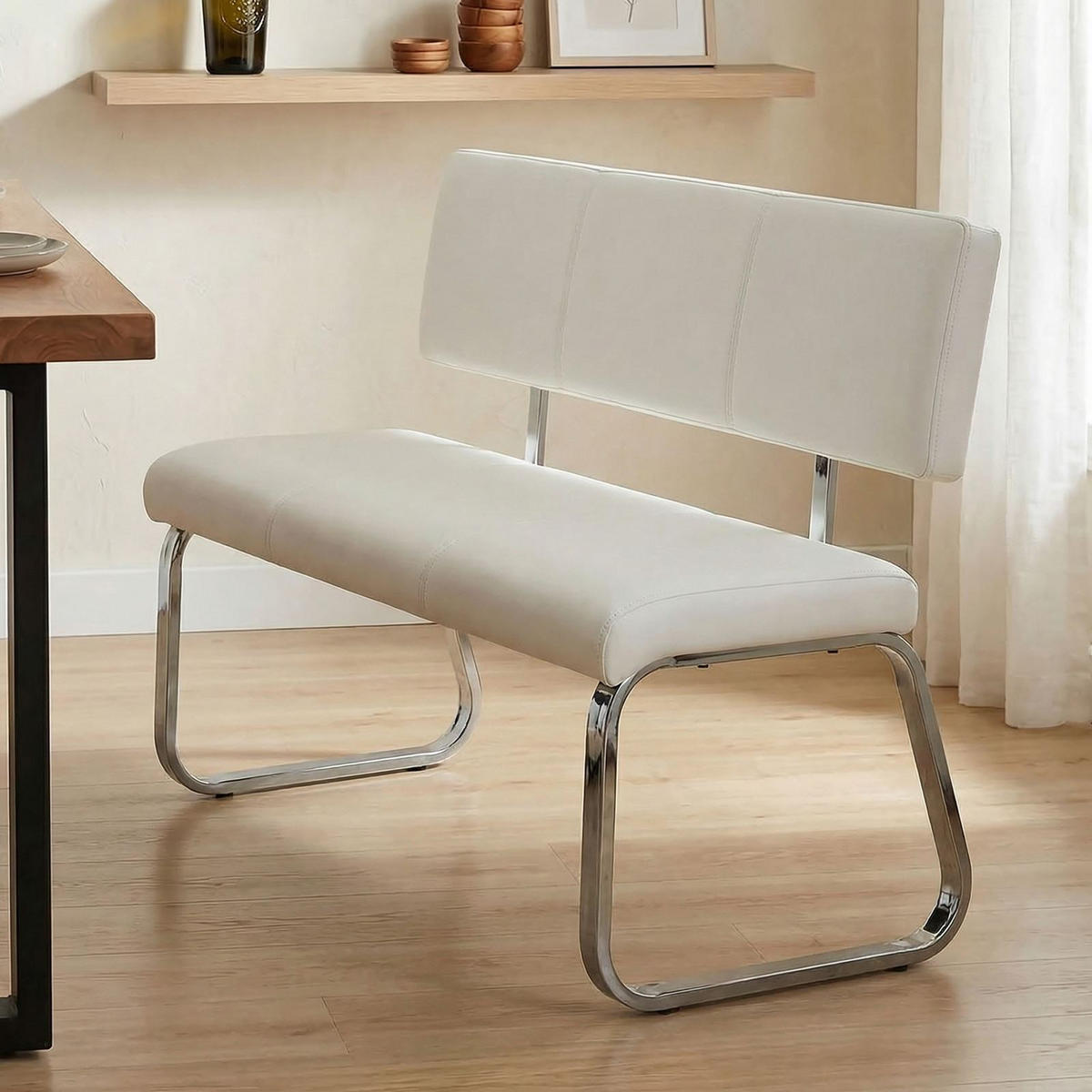 ESSZIMMERBANK VILAS - Hellgrau, Textil/Metall (136/89/59cm) - IDIMEX