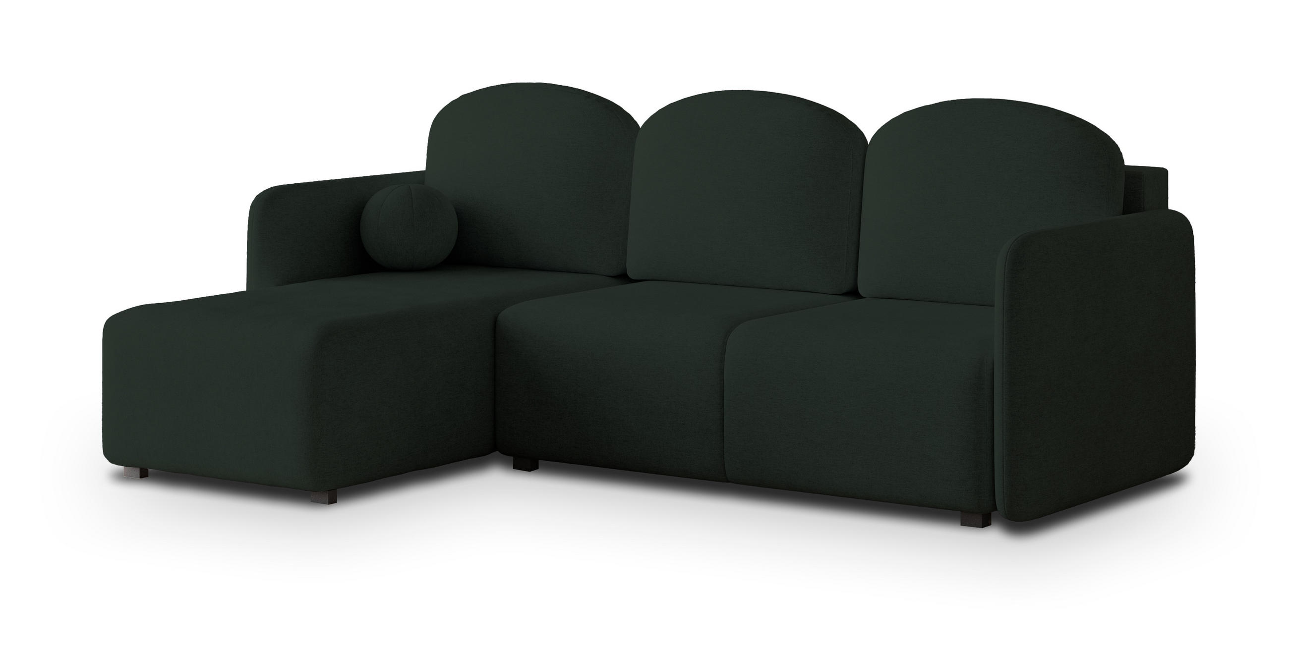 ECKSOFA SUVINO Grün Geflochtener Stoff mit Schlaffunktion - Grün, Holz (230/143cm) - MASSENO