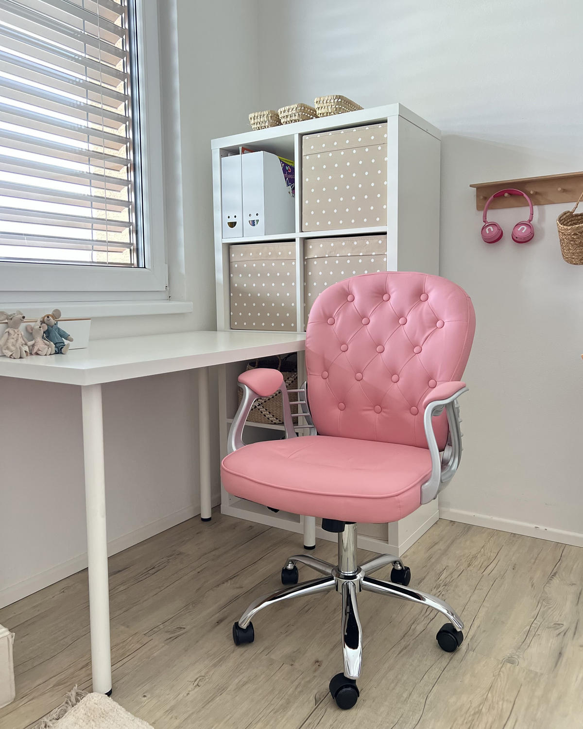 BÜROSTUHL Kunstleder Rosa Princess - Pink, Textil/Metall (60/98/60cm) - Beliani