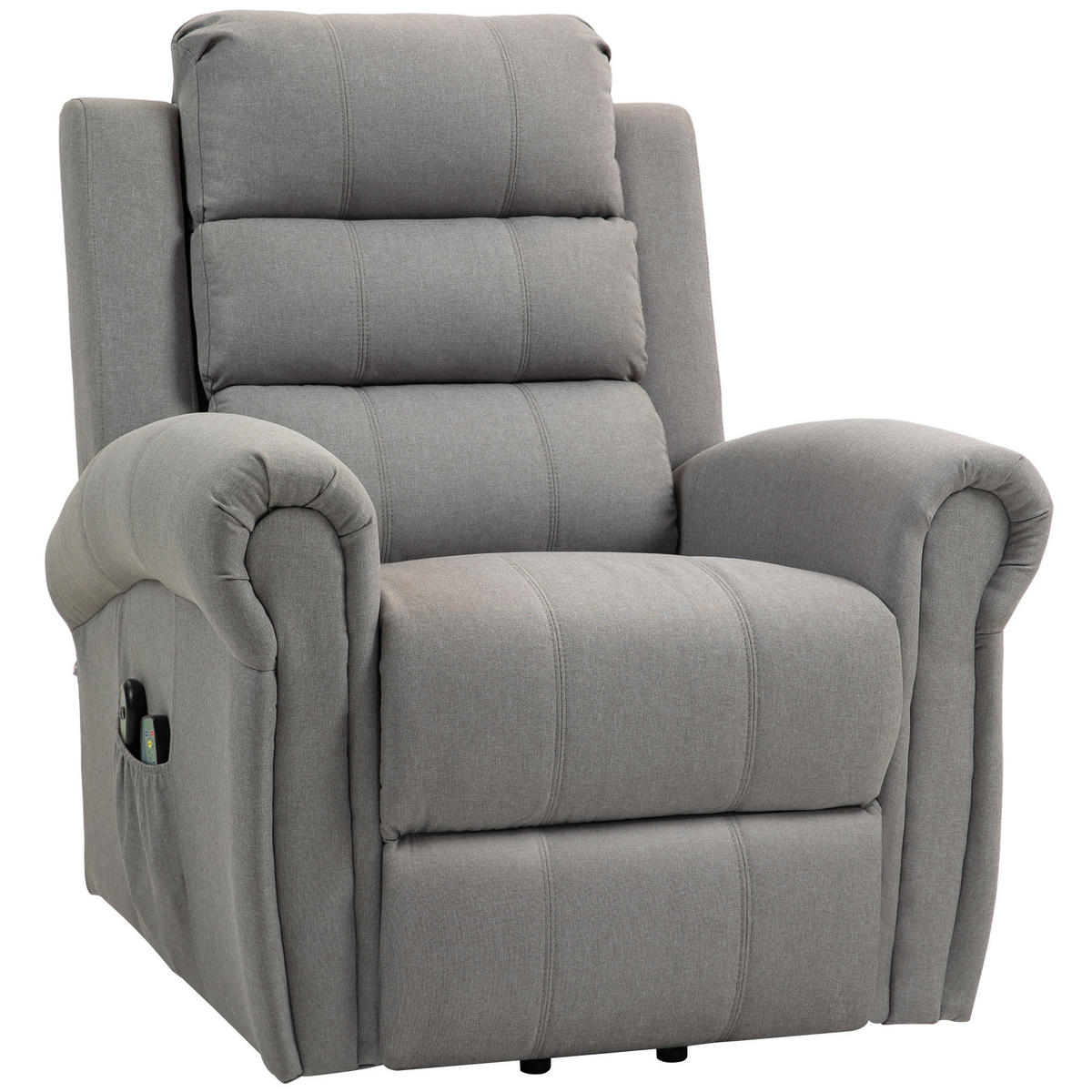 MASSAGESESSEL DE-06404 Mit Aufstehilfe, 8 Massagepunkte, 150° neigbar, USB Hellgrau - Hellgrau, Textil/Metall (87/108/87.5cm) - ComfortXL