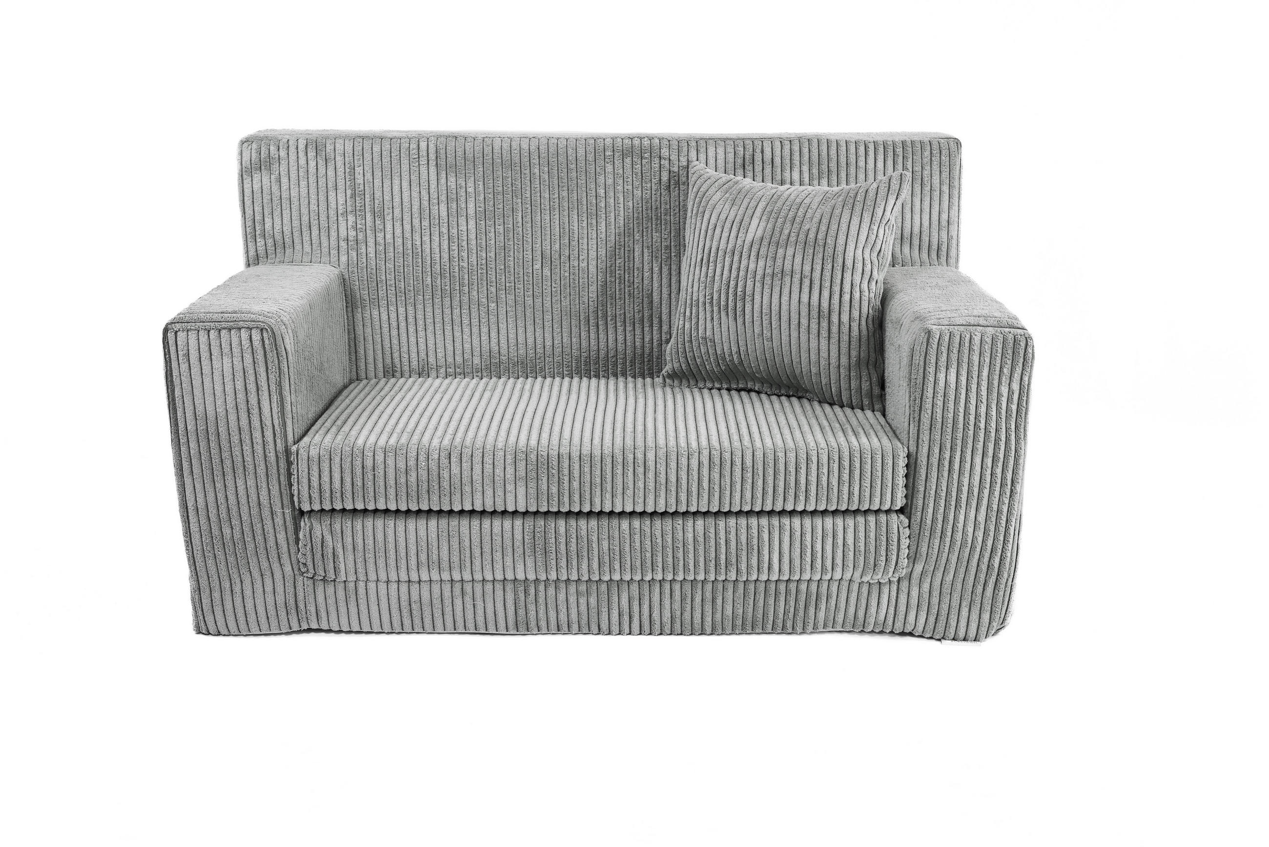 KINDERSOFA aus Kuschel-Cord in Hellgrau - Hellgrau, Textil (83/47/43cm) - Fortisline