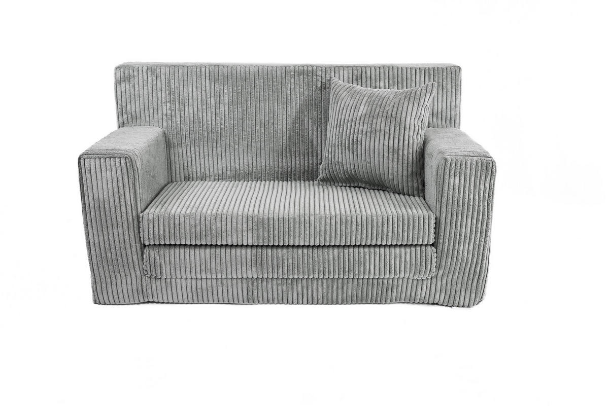 KINDERSOFA aus Kuschel-Cord in Hellgrau - Hellgrau, Textil (83/47/43cm) - Fortisline