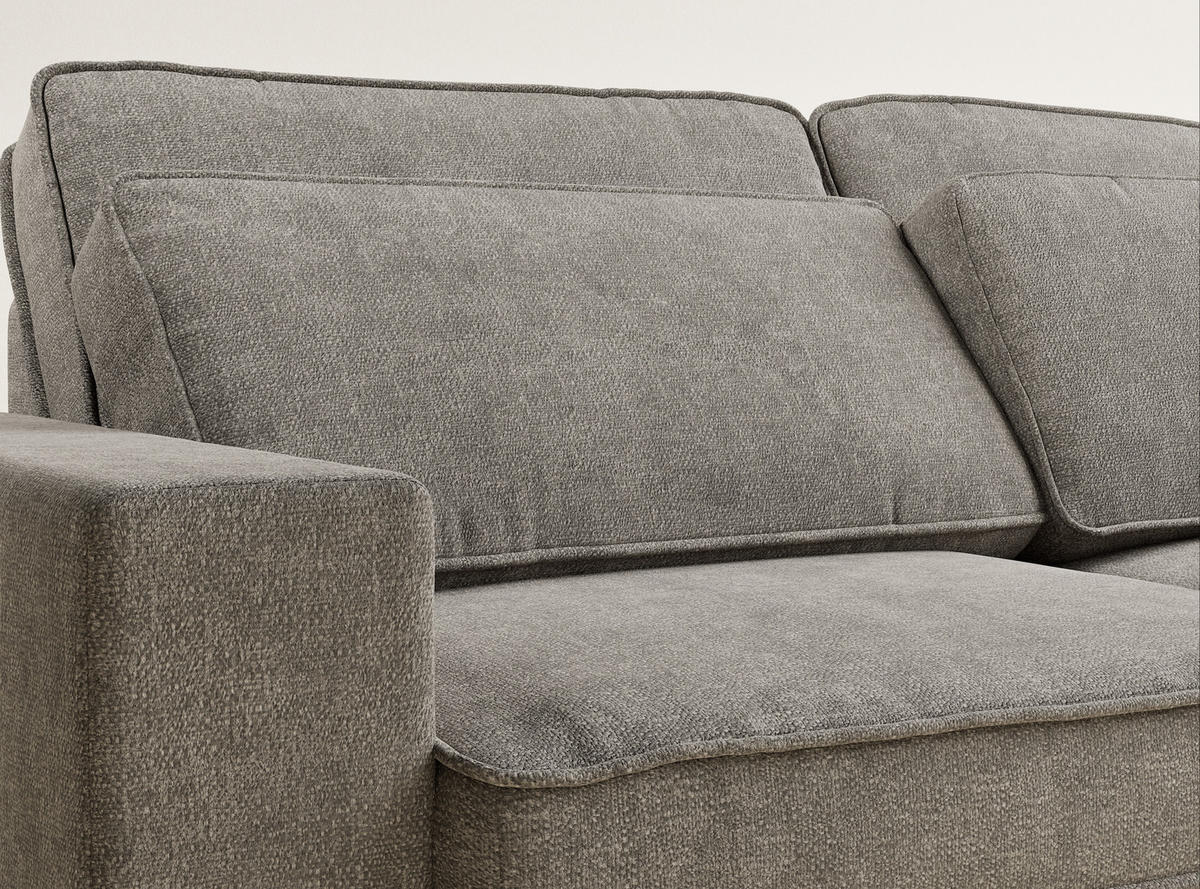 ECKSOFA Kirou Braun Chenille-Stoff - Rechts Seite - Schwarz/Braun, Holz/Holzwerkstoff (311/225cm) - Maison de Reve