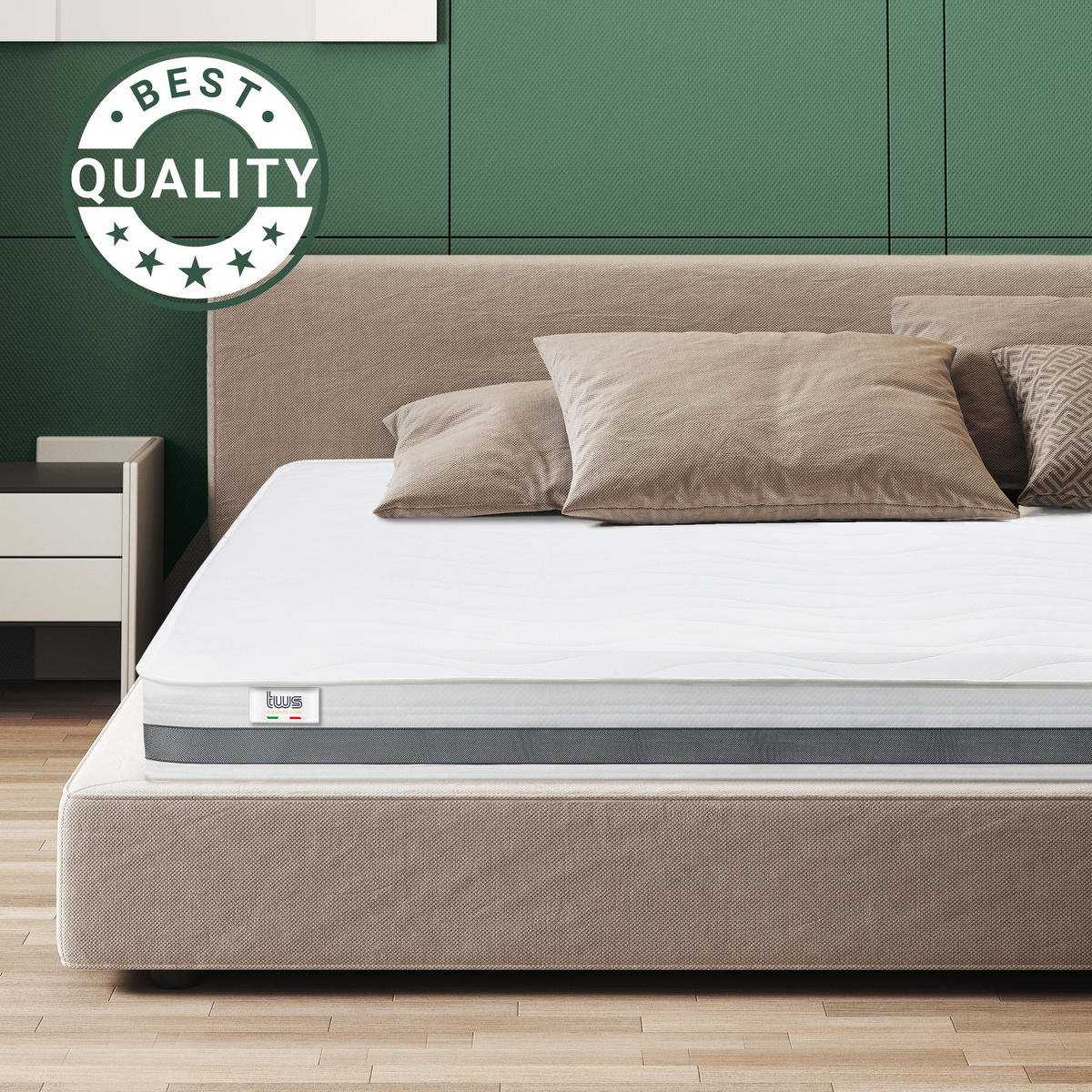 MATRATZE EINZELNE 70x210 Memory Orthopädisch, Antibakteriell, Anti-Milben, Anti-Allergie.| Höhe 16 cm - Weiß, Textil (70/210cm) - The White Stone