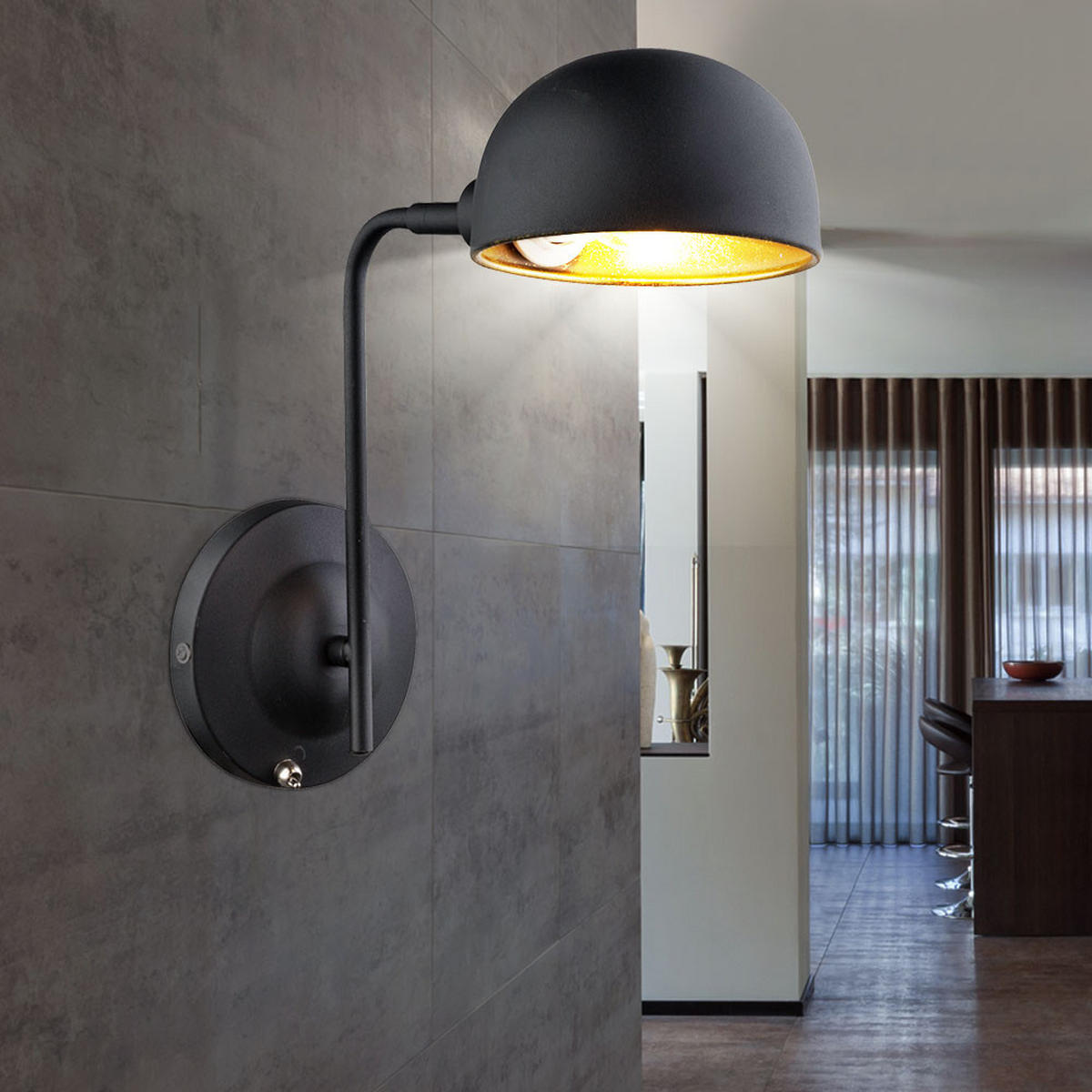 WANDLEUCHTE LENN Schwarz Gold - Schwarz, Metall (13/28/30cm) - Globo Lighting