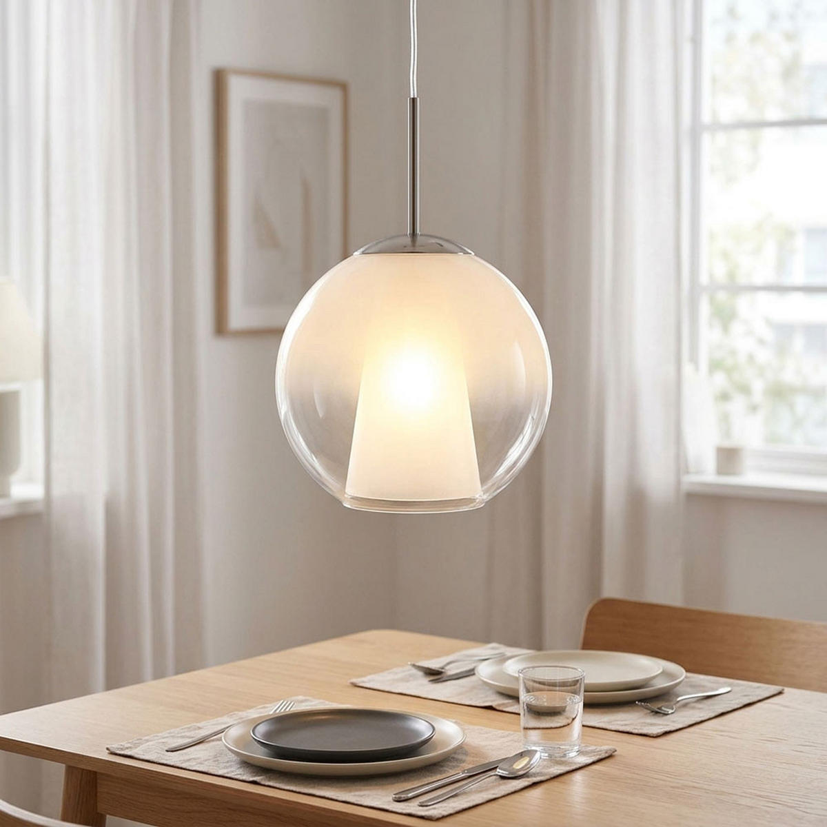 LED HÄNGELEUCHTE BARRY METALL GLAS KLAR - Klar, Glas (25/25/120cm) - Globo Lighting