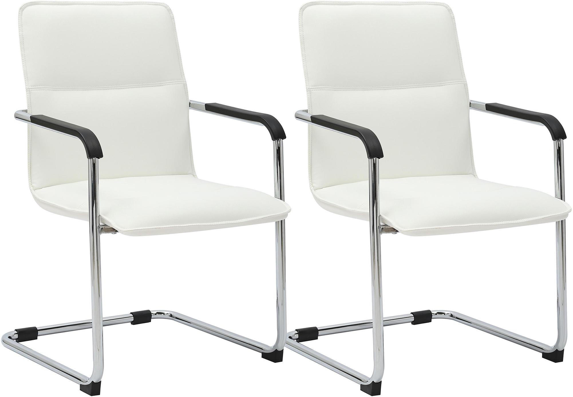 SCHWINGSTUHL 2 Lederlook Weiß - Weiß, Textil/Metall (57/92/59cm) - CLP