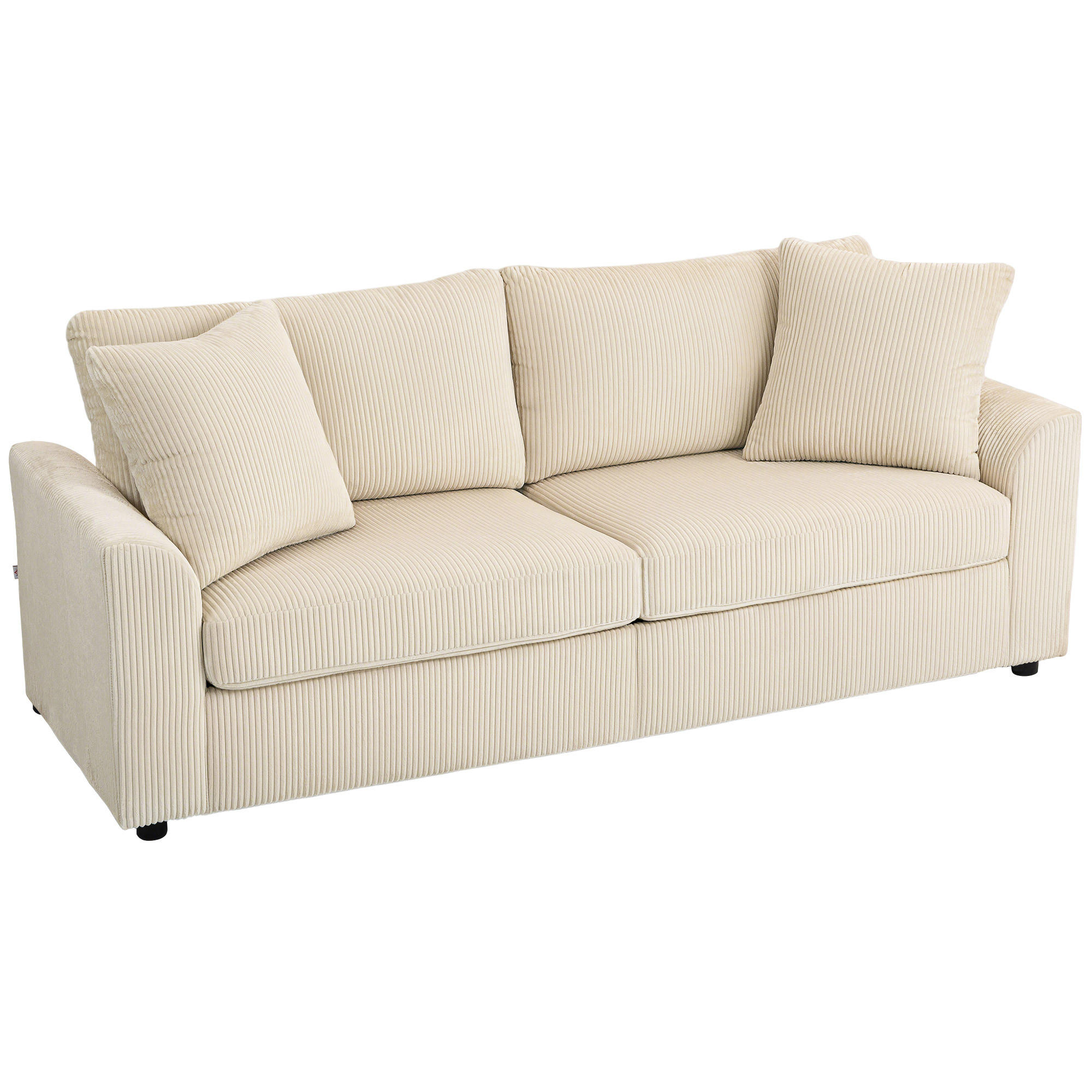 3-SITZER-SOFA Polyester Cremeweiß - Creme, Kunststoff (80/88/212cm) - HOMCOM