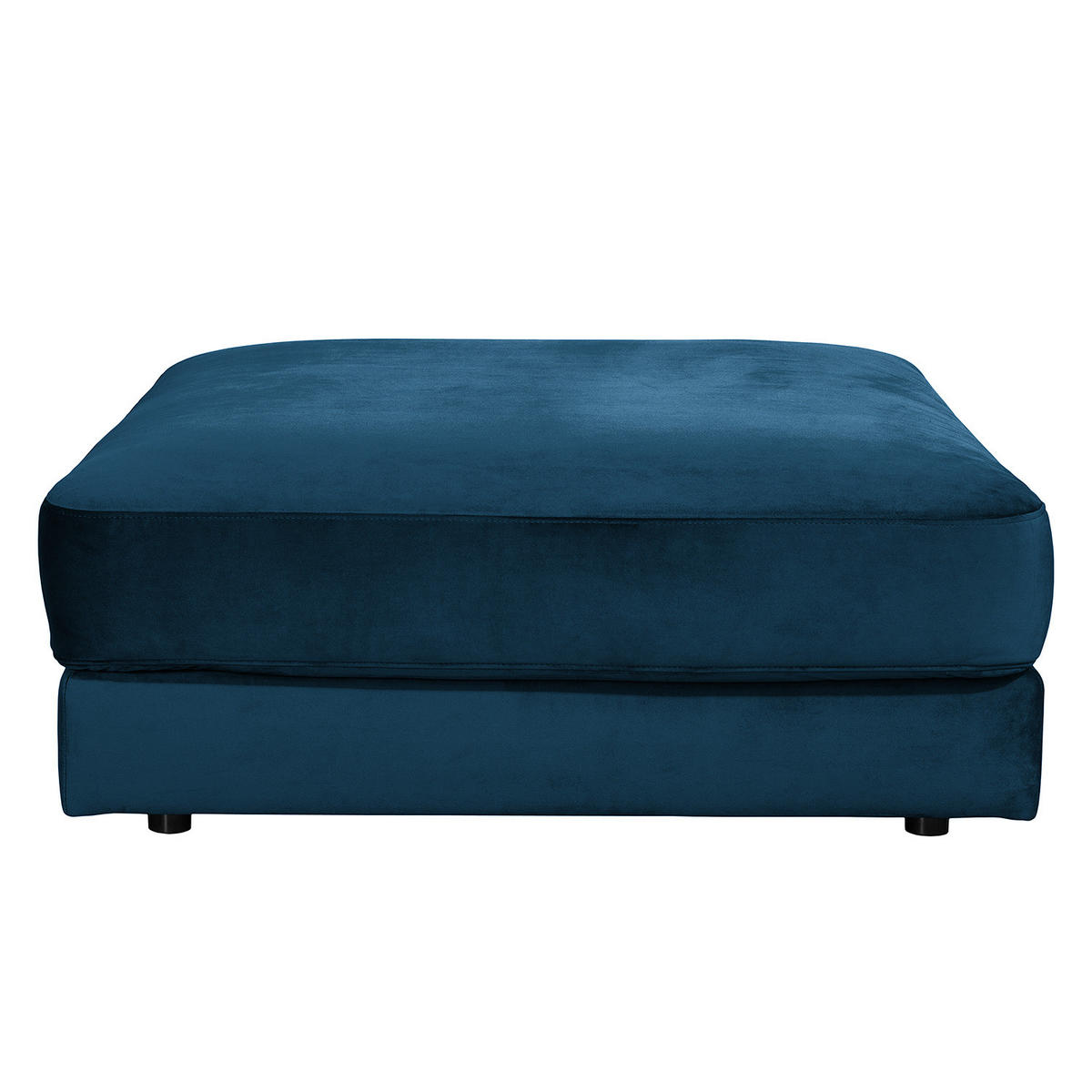 POLSTERHOCKER - Samt - Schwarz/Dunkelblau, Textil/Metall (112/42/112cm) - home24