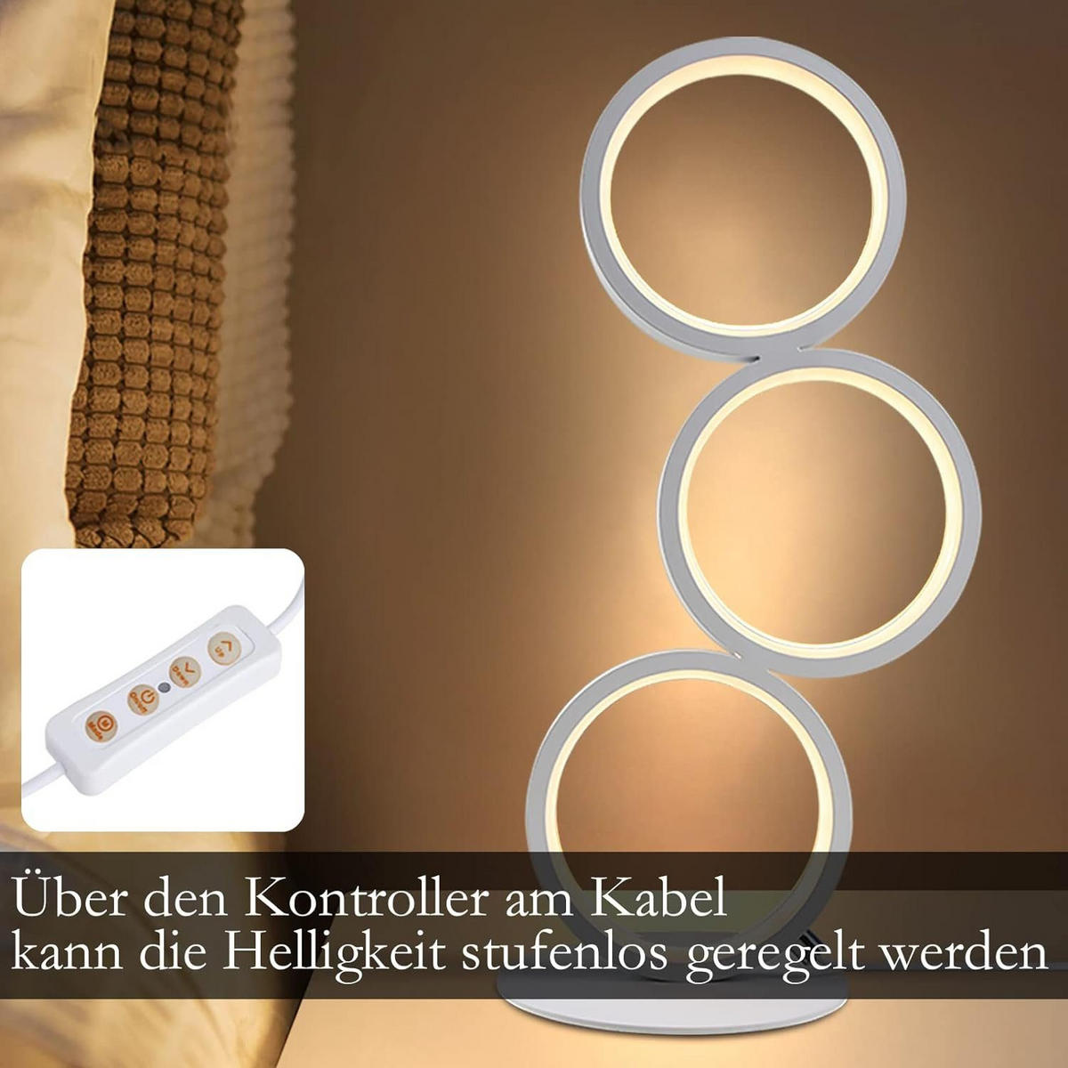 LED-TISCHLEUCHTE Chemnitz 14/14/38 cm - Weiß, Metall (14/14/38cm) - Nettlife