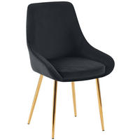 STUHL Samt Schwarz - Goldfarben/Schwarz, Textil (50/86/53cm) - CLP