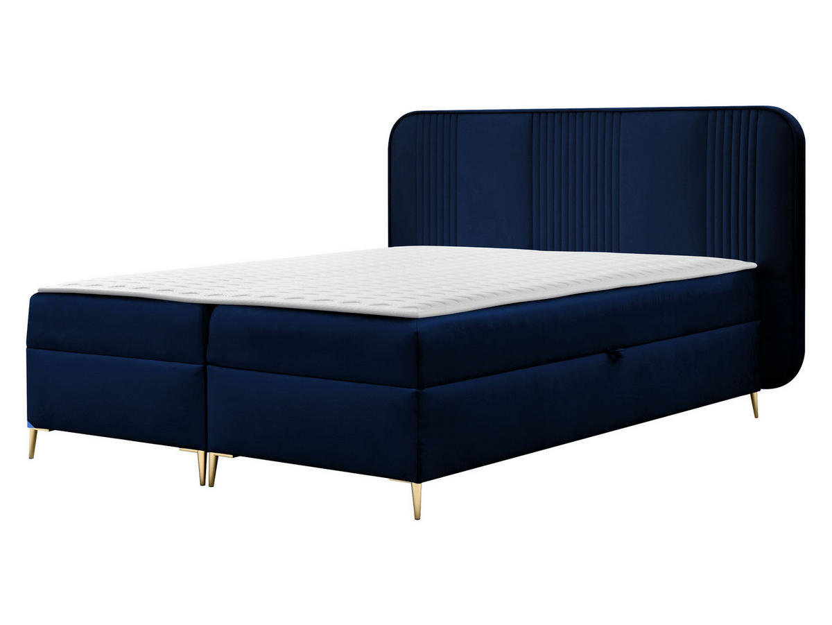 BOXBETT Fandy - Goldfarben/Dunkelblau, Holz/Textil (160/200cm) - MIRJAN24