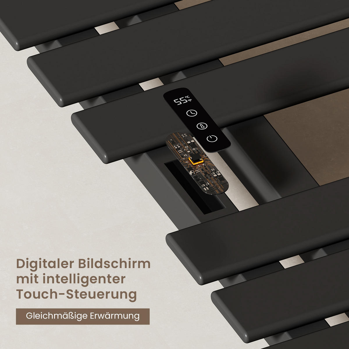 HEIZKÖRPER Elektrisch WLAN Thermostat Schwarz - Schwarz, Metall (50/130/11cm) - EMKE