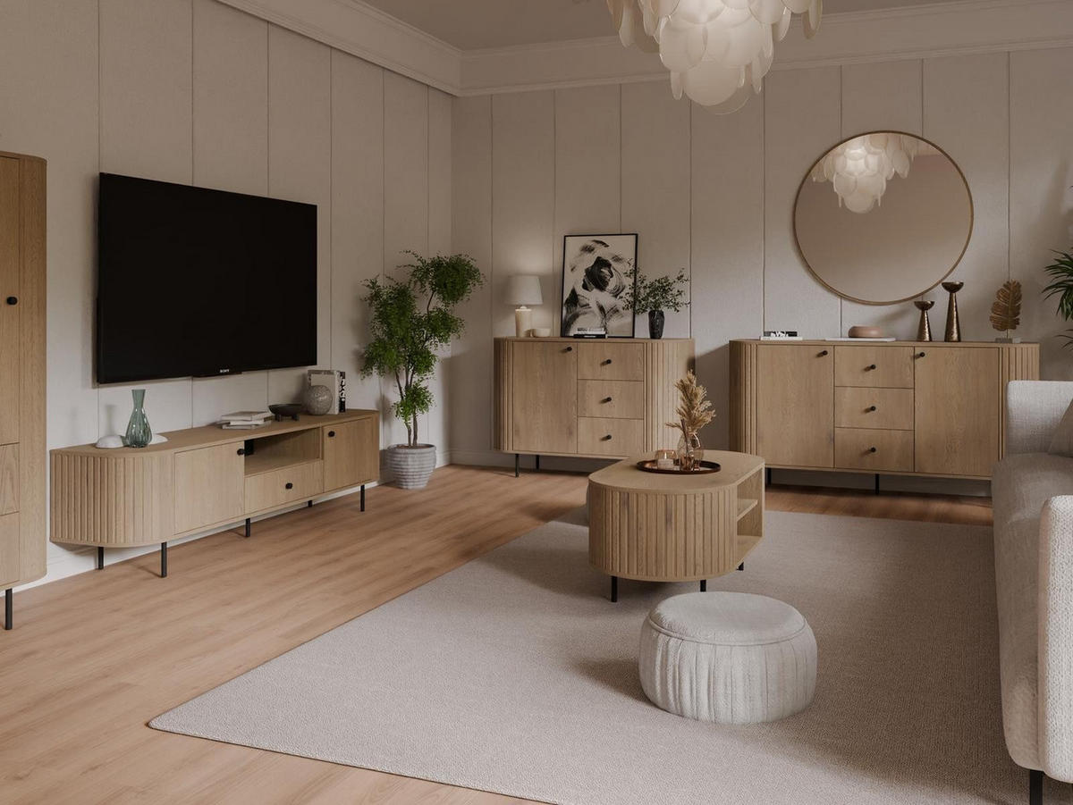 COUCHTISCH mit regalen eiche cremona OVI - Braun, Holzwerkstoff (42/100/45cm) - Compleo24