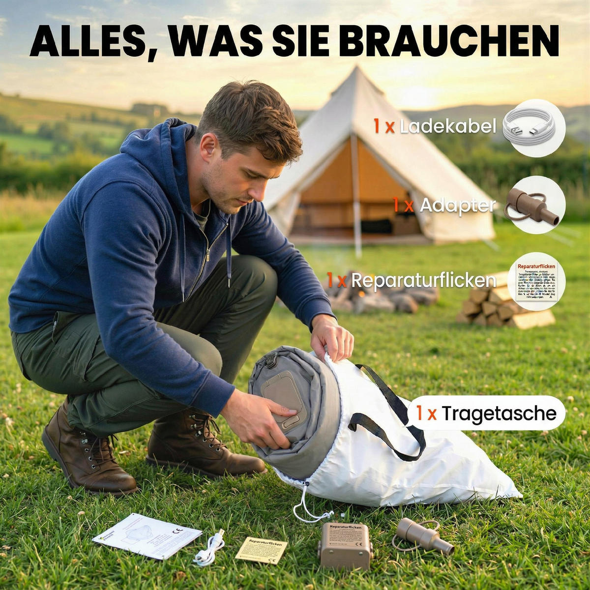 LUFTMATRATZE DE-10901 - Grau, Kunststoff - ComfortXL