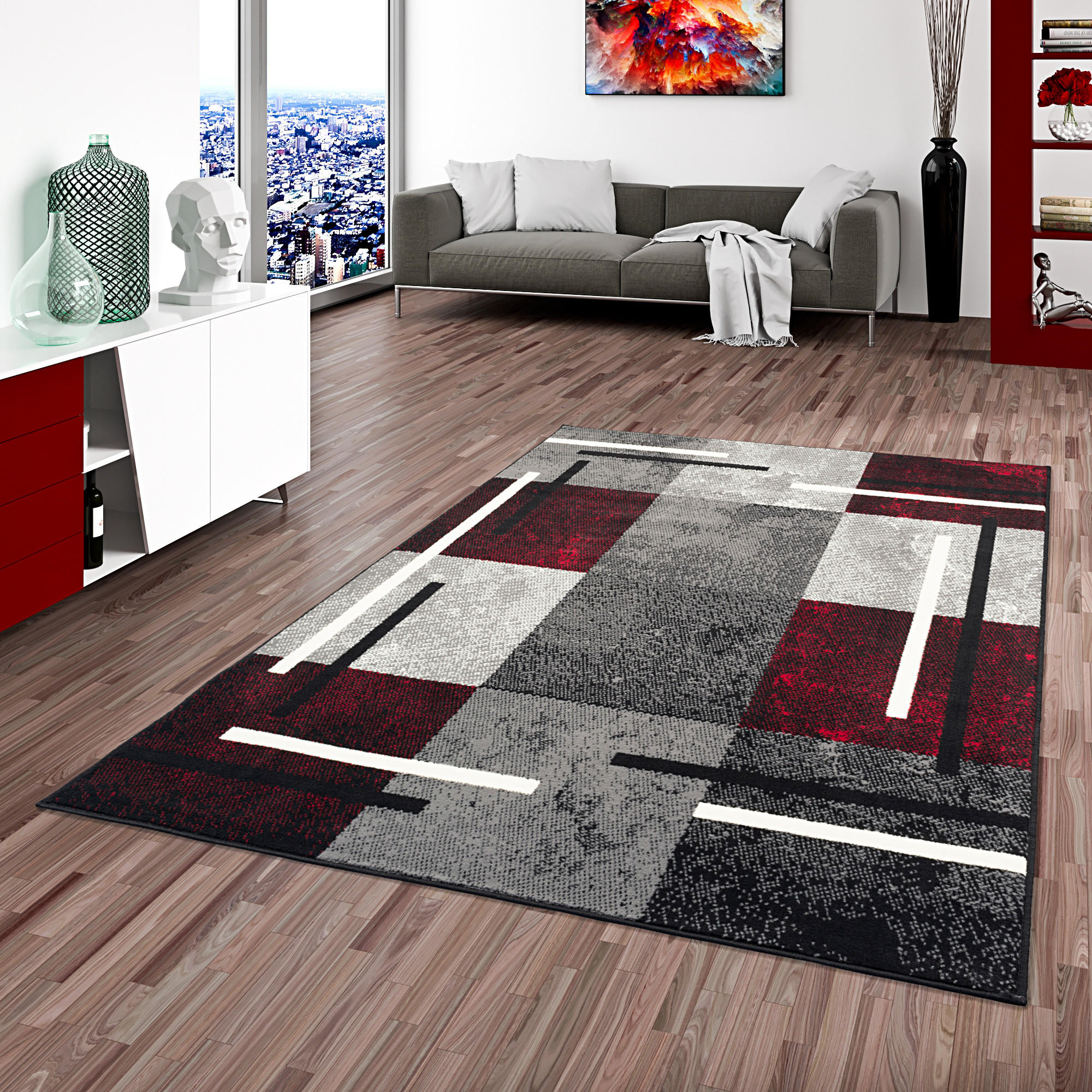 TEPPICH MODERN TRENDLINE KARO - Schwarz, Textil (140/200cm) - Pergamon
