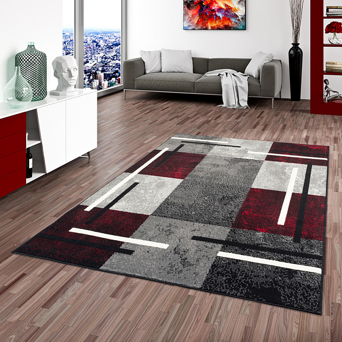 TEPPICH MODERN TRENDLINE KARO - Schwarz, Textil (80/150cm) - Pergamon