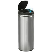 MÜLLEIMER 50L 30,5/30,5/85 cm Edelstahl Silber Automatik Küche - Silberfarben, Metall (30.5/85/30.5cm) - Rolipo