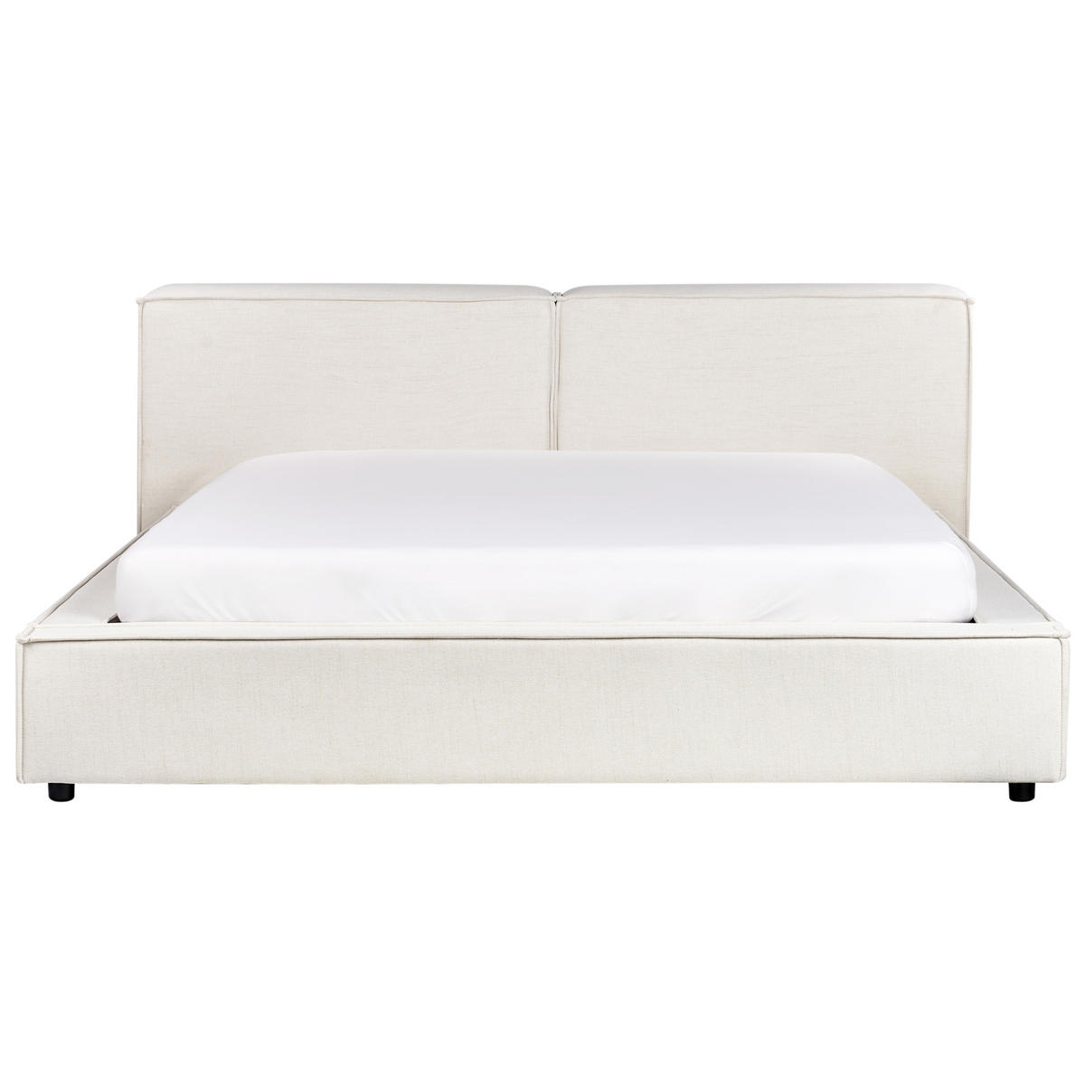 POLSTERBETT mit Lattenrost 180x200 cm Weiß Linards - Creme, Textil (180/200cm) - Beliani