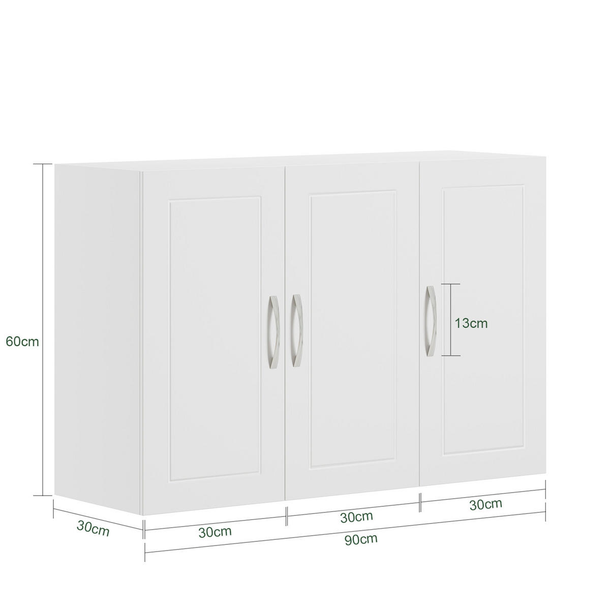 HÄNGESCHRANK mit Verstellbarem Regal, 90x60x30cm, Weiß - Weiß, Holzwerkstoff (90/60/30cm) - SoBuy