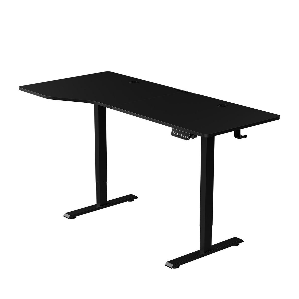 SCHREIBTISCH Office Stand schwarz 160x75 cm höhenverstellbar - Schwarz, Holz (60/160/117cm) - Juskys