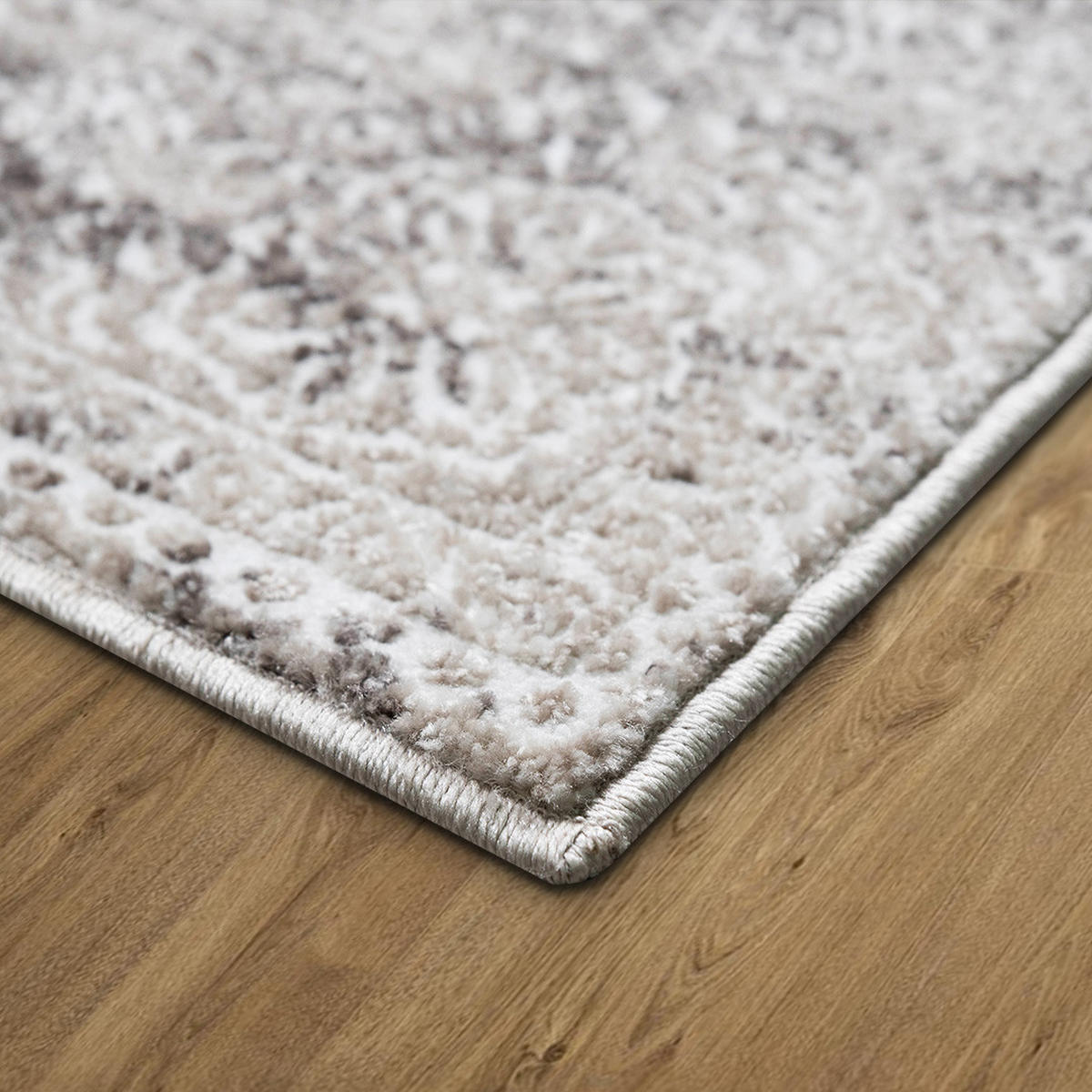 VINTAGE-TEPPICH Victoria Hoch-Tief-Effekt Medallion Muster beige 80 x 150 cm - Beige/Creme, Kunststoff/Textil (80/150cm) - oKu-Tex