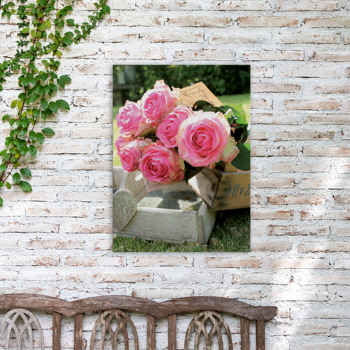 LEINWANDBILD Romantische Rosen 70x50cm - Rosa/Grün, Textil (70/1cm) - Art for the Home