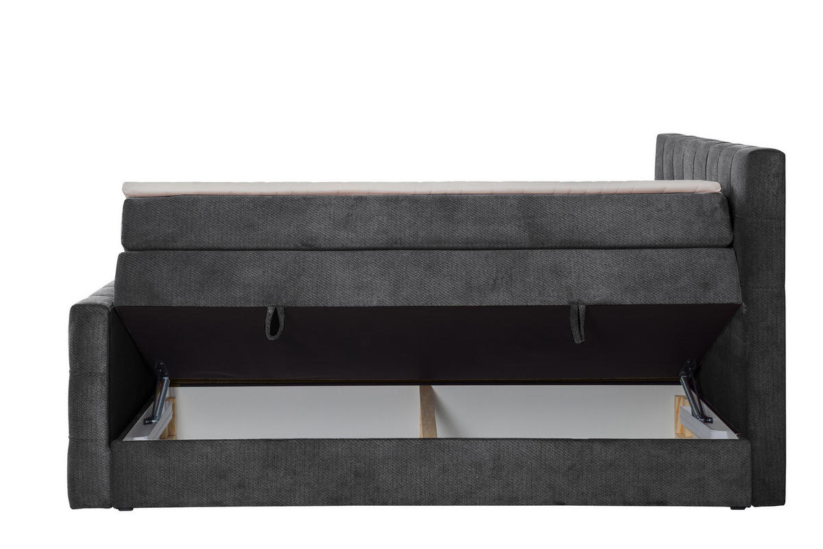 BOXSPRINGBETT IMPERIAL mit Topper und Bettkasten, Grau, 120x200 cm - Grau, Textil (120/200cm) - KS Home Concept