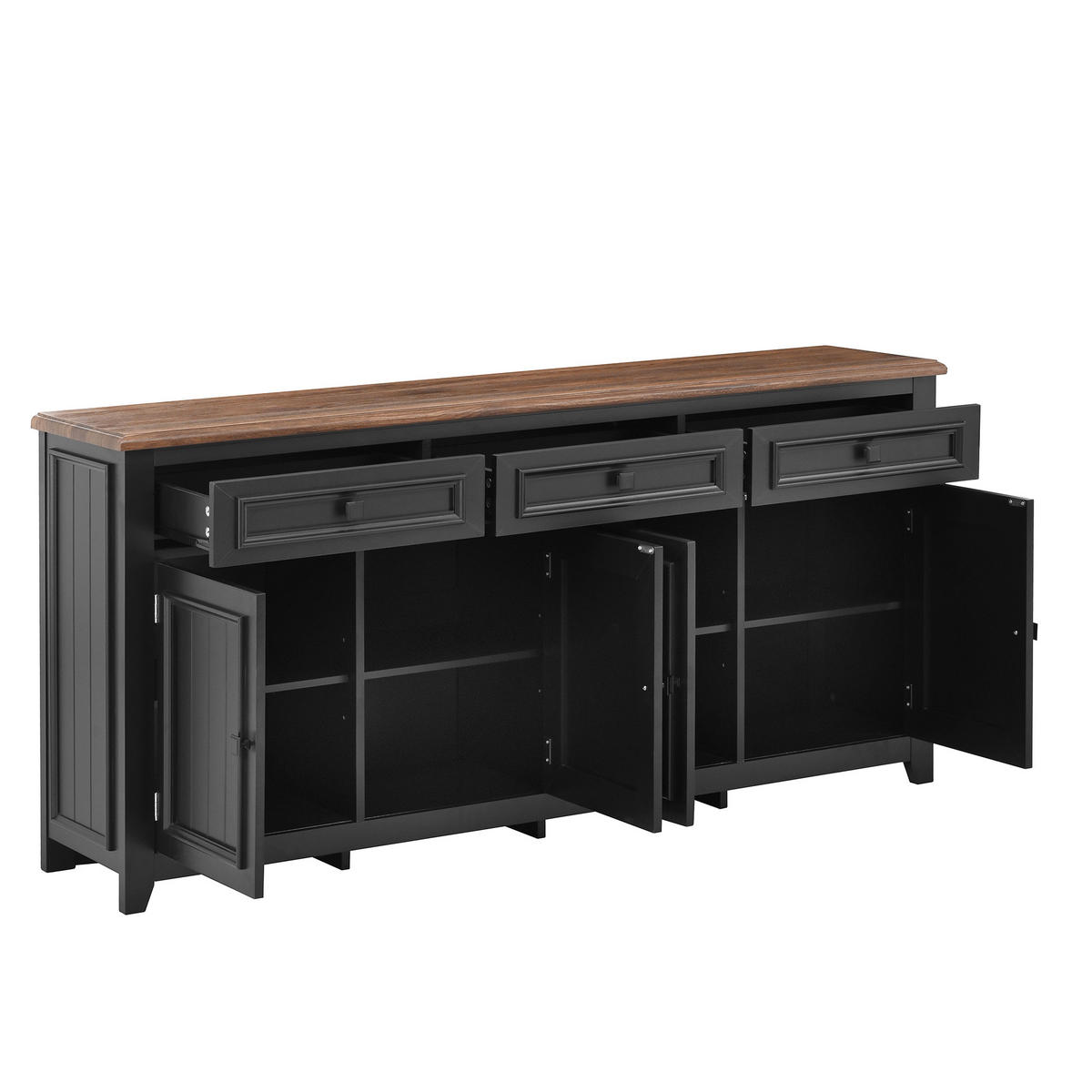 SIDEBOARD Black 160/35/76 cm - Schwarz, Holzwerkstoff (160/76/35cm) - PANGIVO