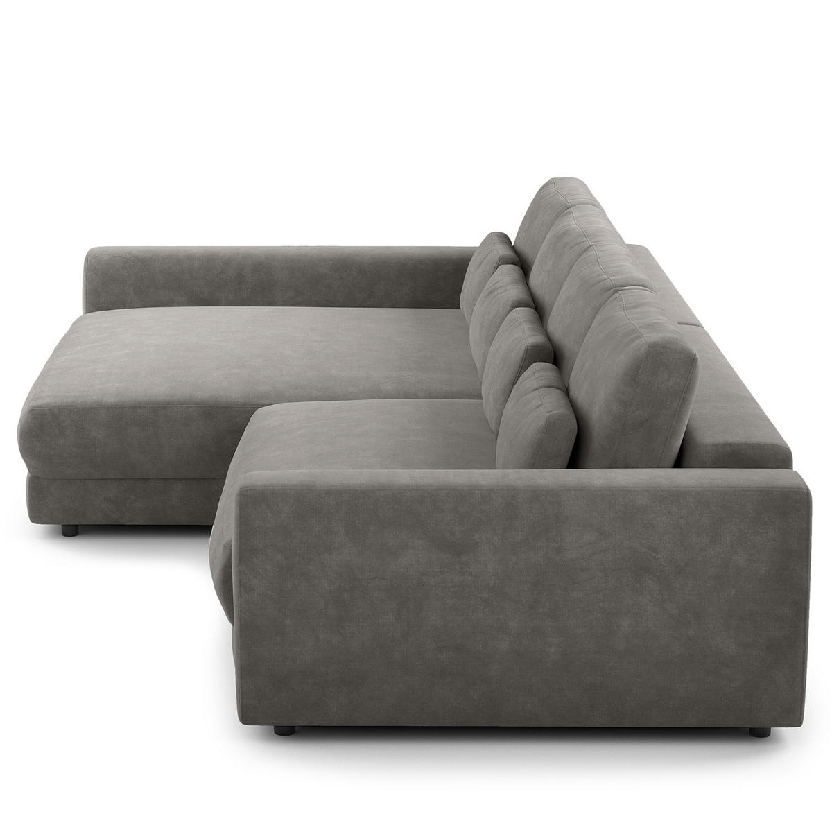 ECKSOFA mit XXL-Longchair - Schwarz/Grau, Kunststoff/Textil (323/182cm) - home24