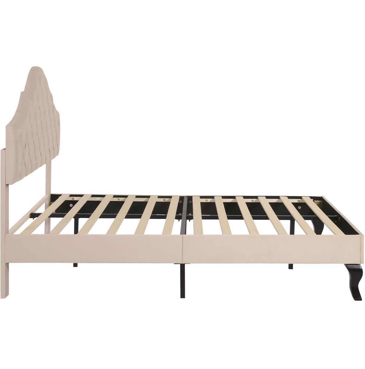 POLSTERBETT mit verstellbarem Kopfteil 140x190 cm Samt Off-White - Beige, Holzwerkstoff (140/190cm) - Beauniv